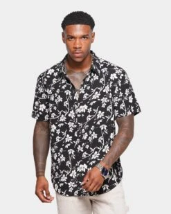 XXIII Eric Crepe Button Up T-Shirt Black/White