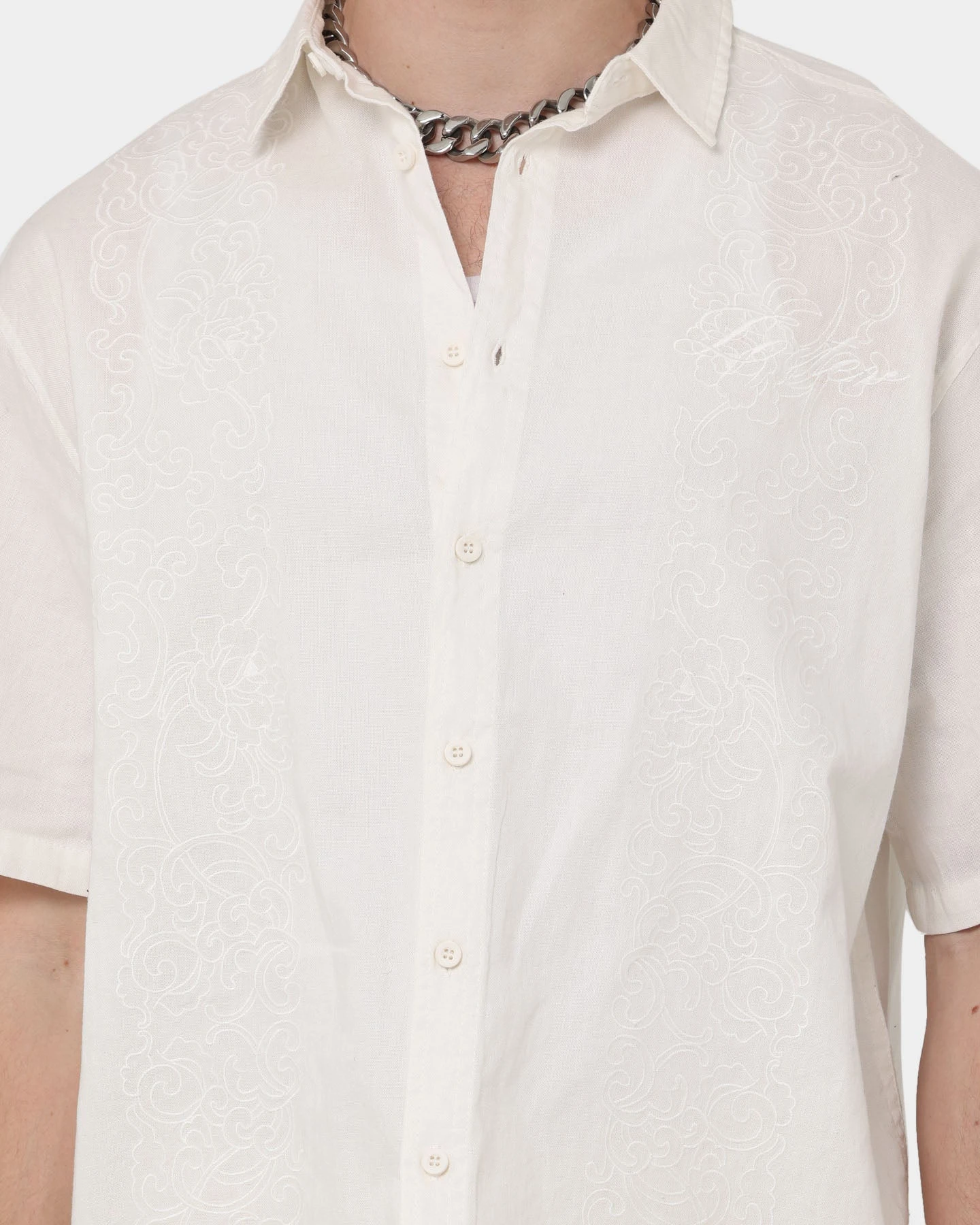 Loiter Utopia Lined Blend Button Up Ecru - Image 3