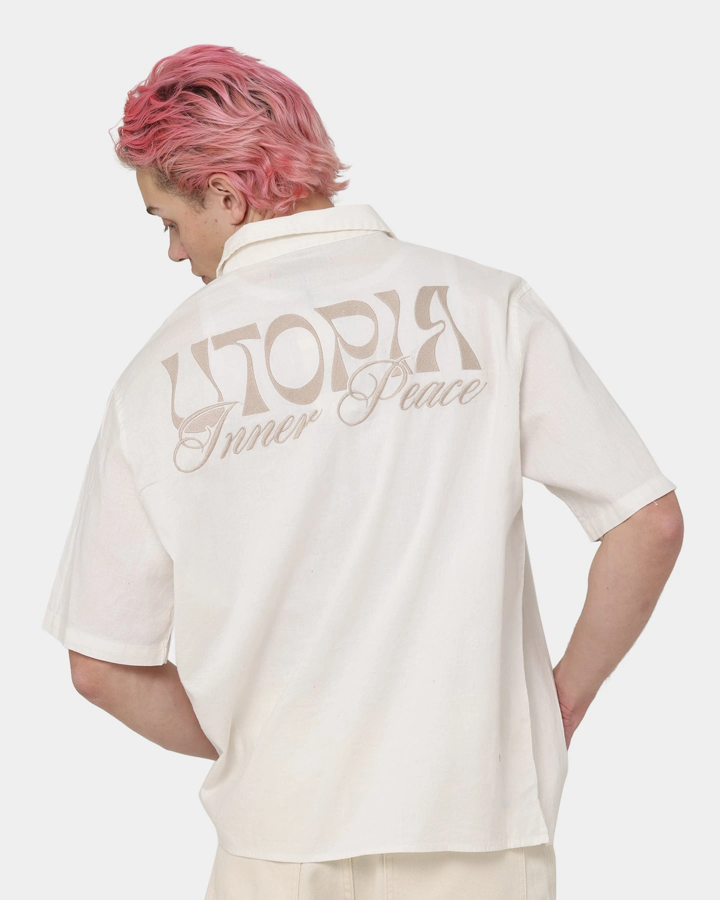 Loiter Utopia Lined Blend Button Up Ecru - Image 2