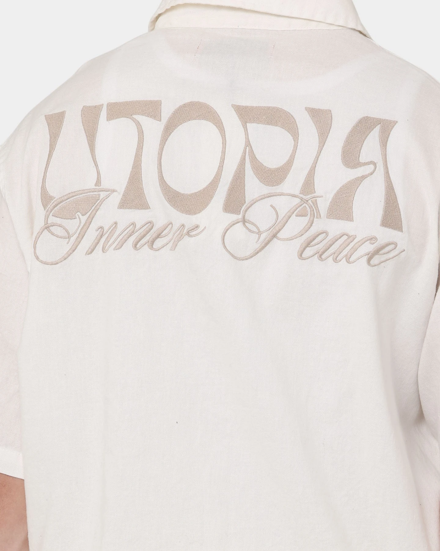 Loiter Utopia Lined Blend Button Up Ecru - Image 4