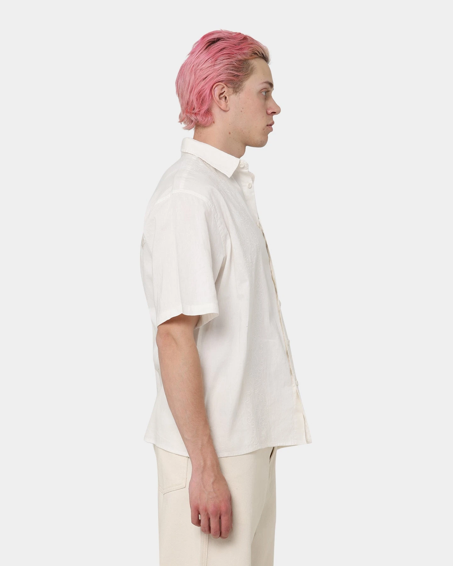 Loiter Utopia Lined Blend Button Up Ecru - Image 5