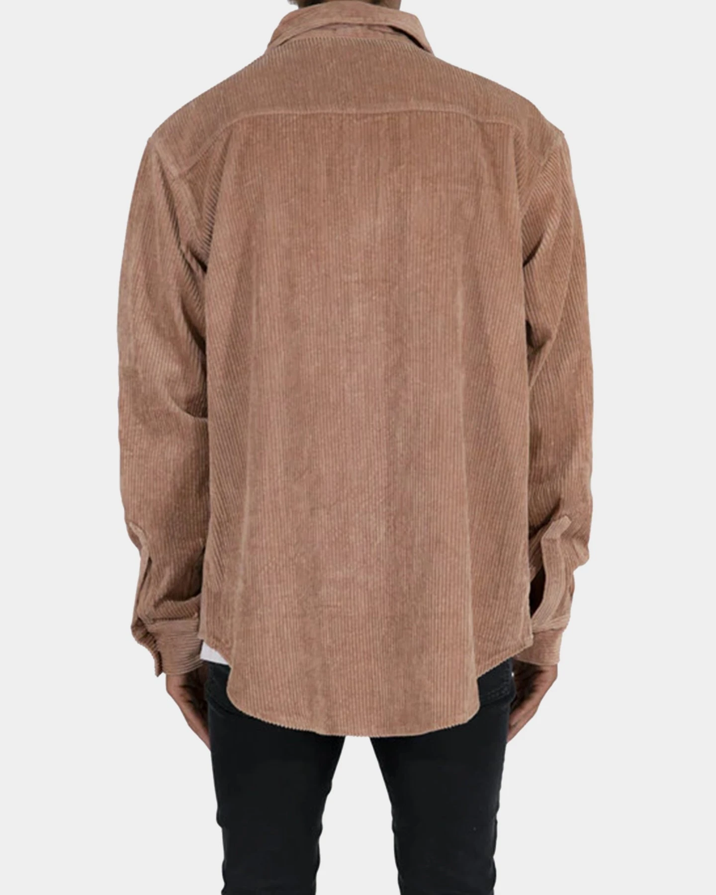 MNML Corduroy Zip Up Shirt Brown - Image 5