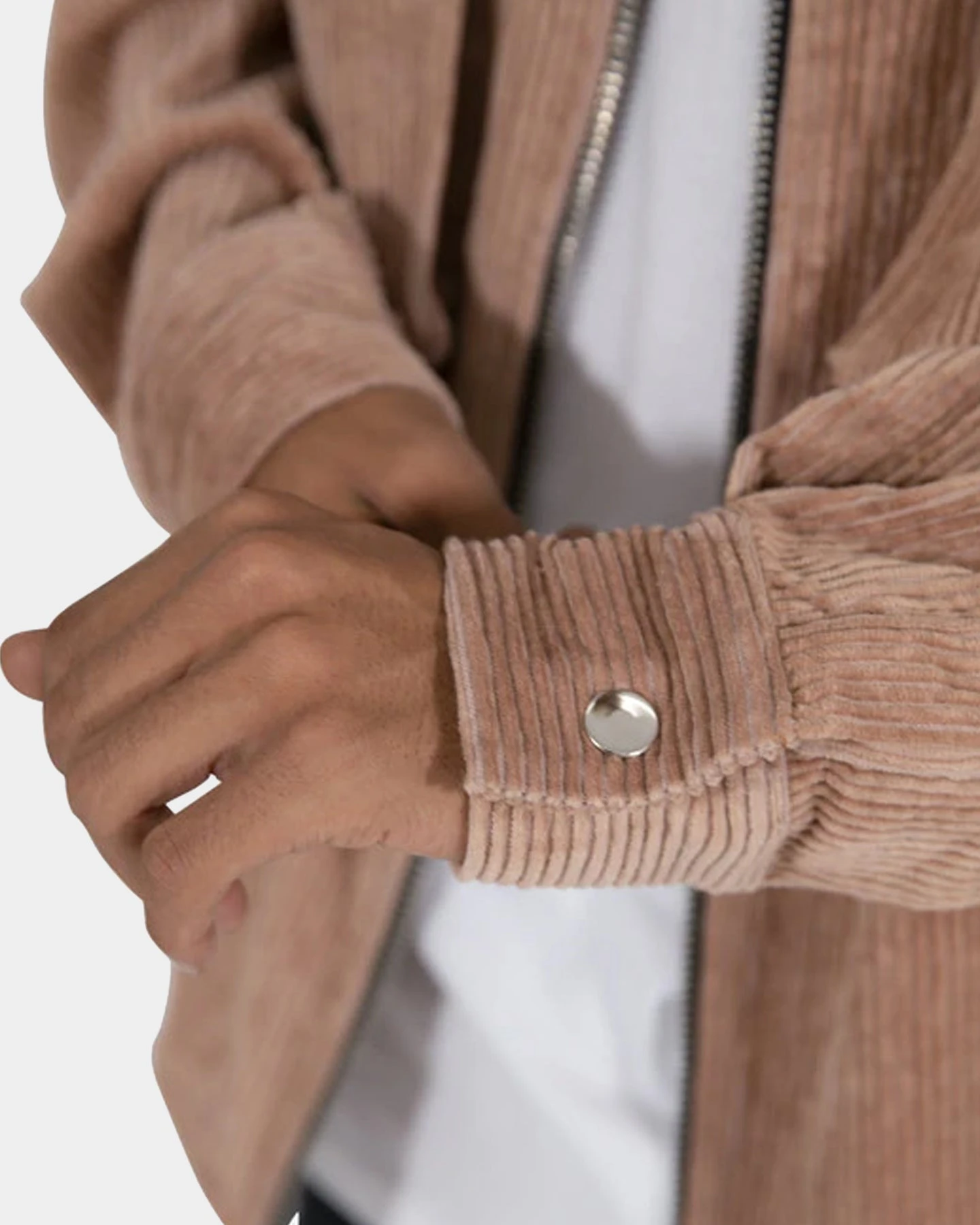 MNML Corduroy Zip Up Shirt Brown - Image 7