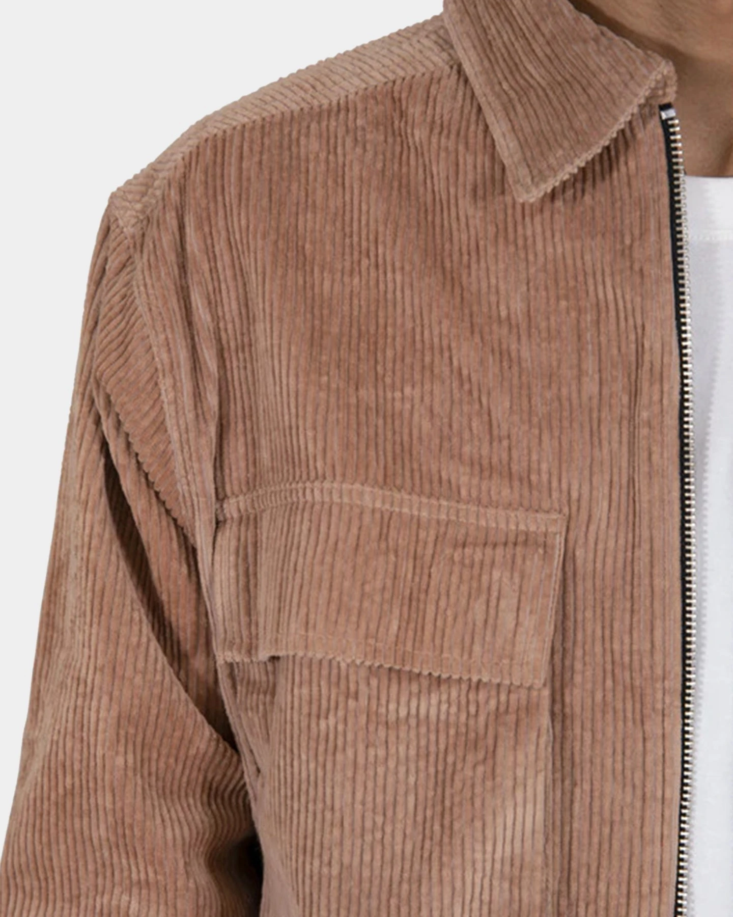 MNML Corduroy Zip Up Shirt Brown - Image 8