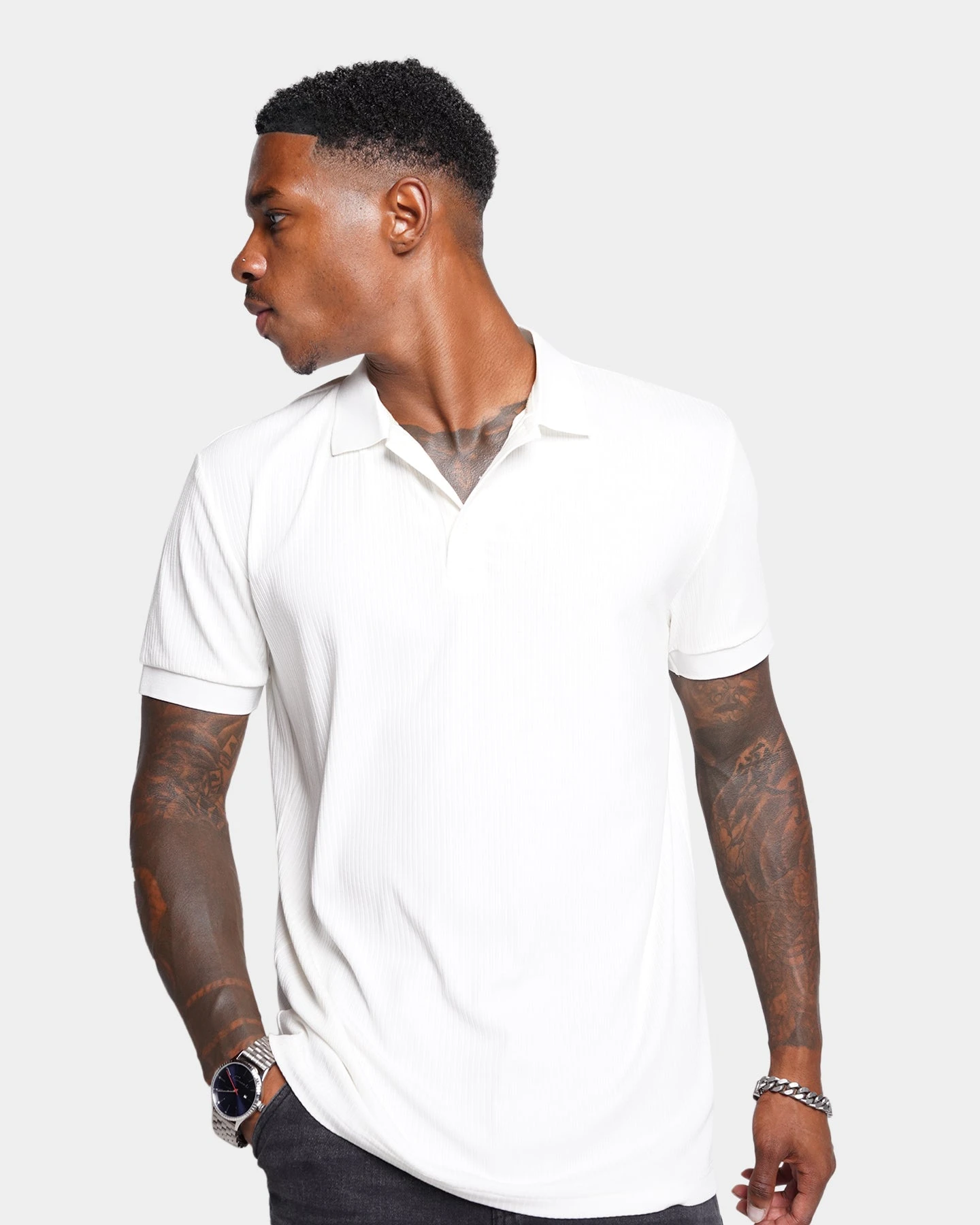 XXIII Luis Rib Polo Shirt White - Image 3