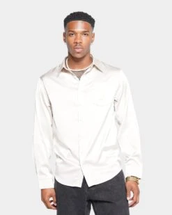 XXIII Kai Satin Button Up Shirt Off White