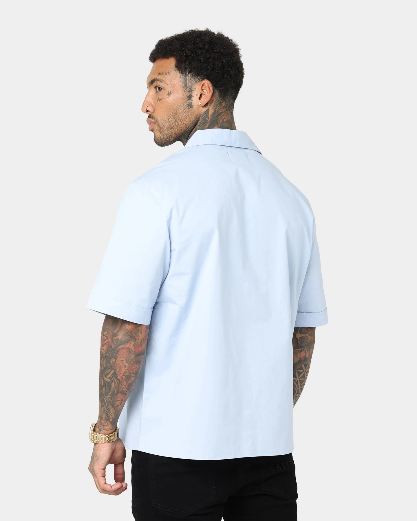 Saint Morta Kingpin Bowling Shirt Light Blue - Image 4