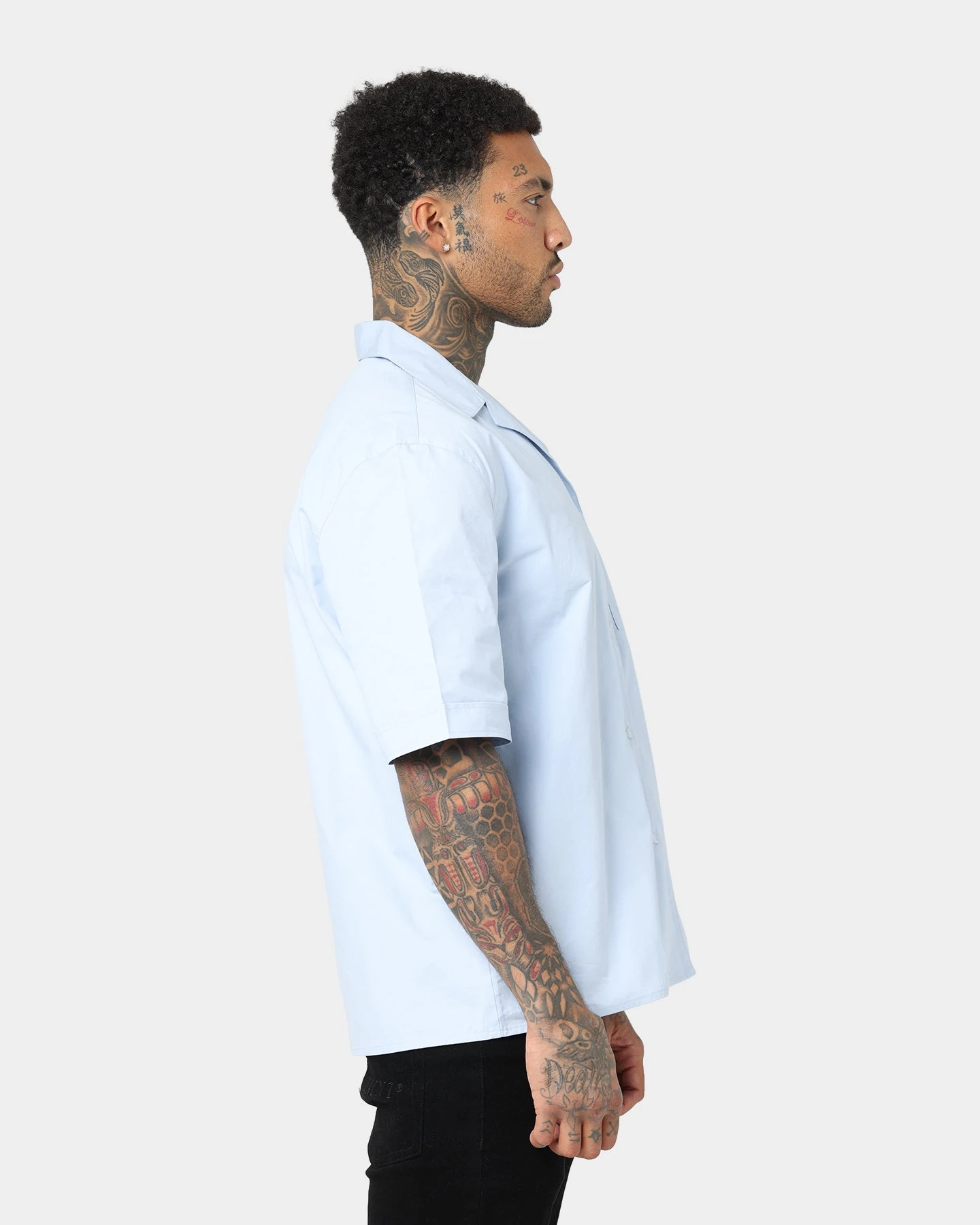 Saint Morta Kingpin Bowling Shirt Light Blue - Image 5