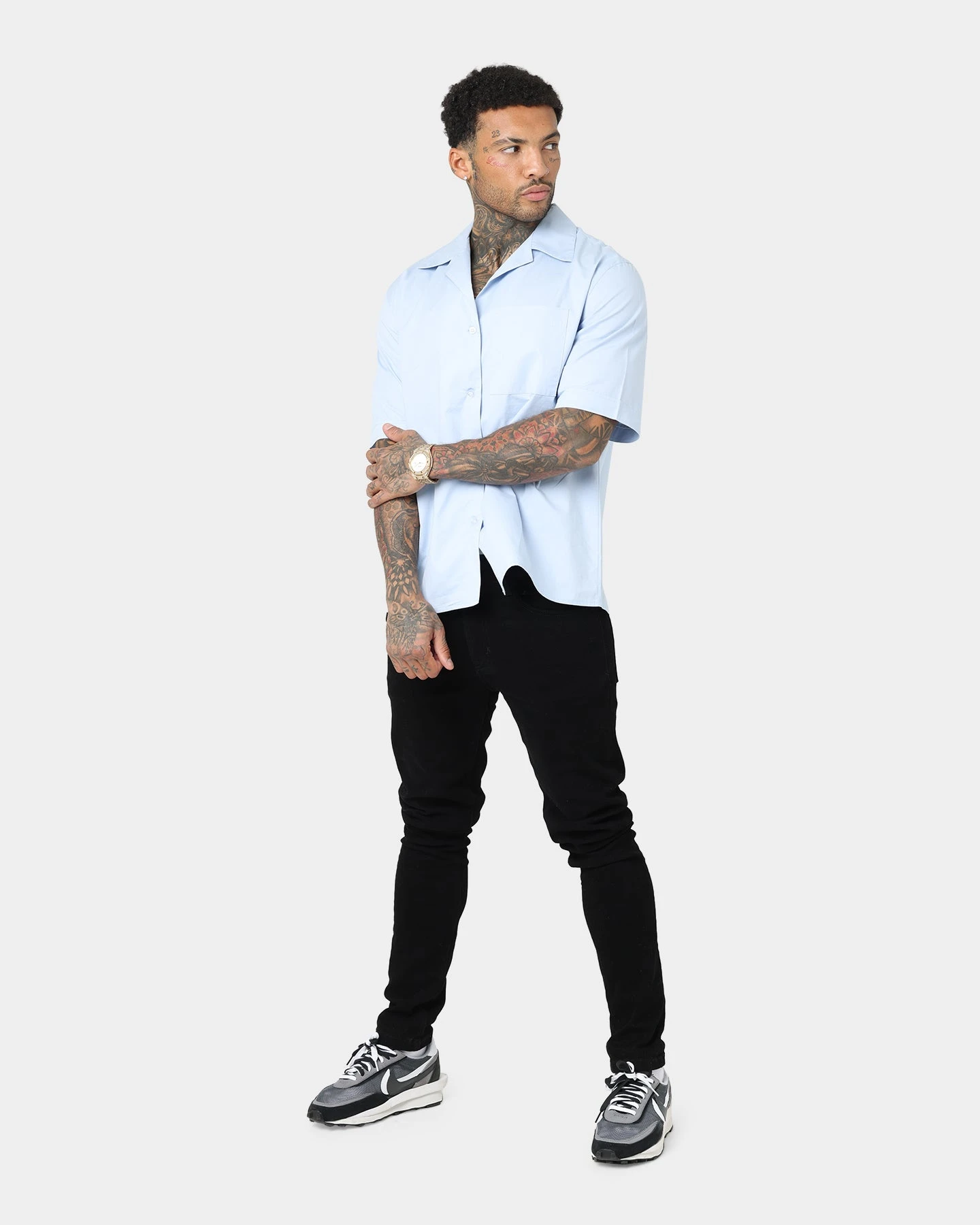 Saint Morta Kingpin Bowling Shirt Light Blue - Image 7