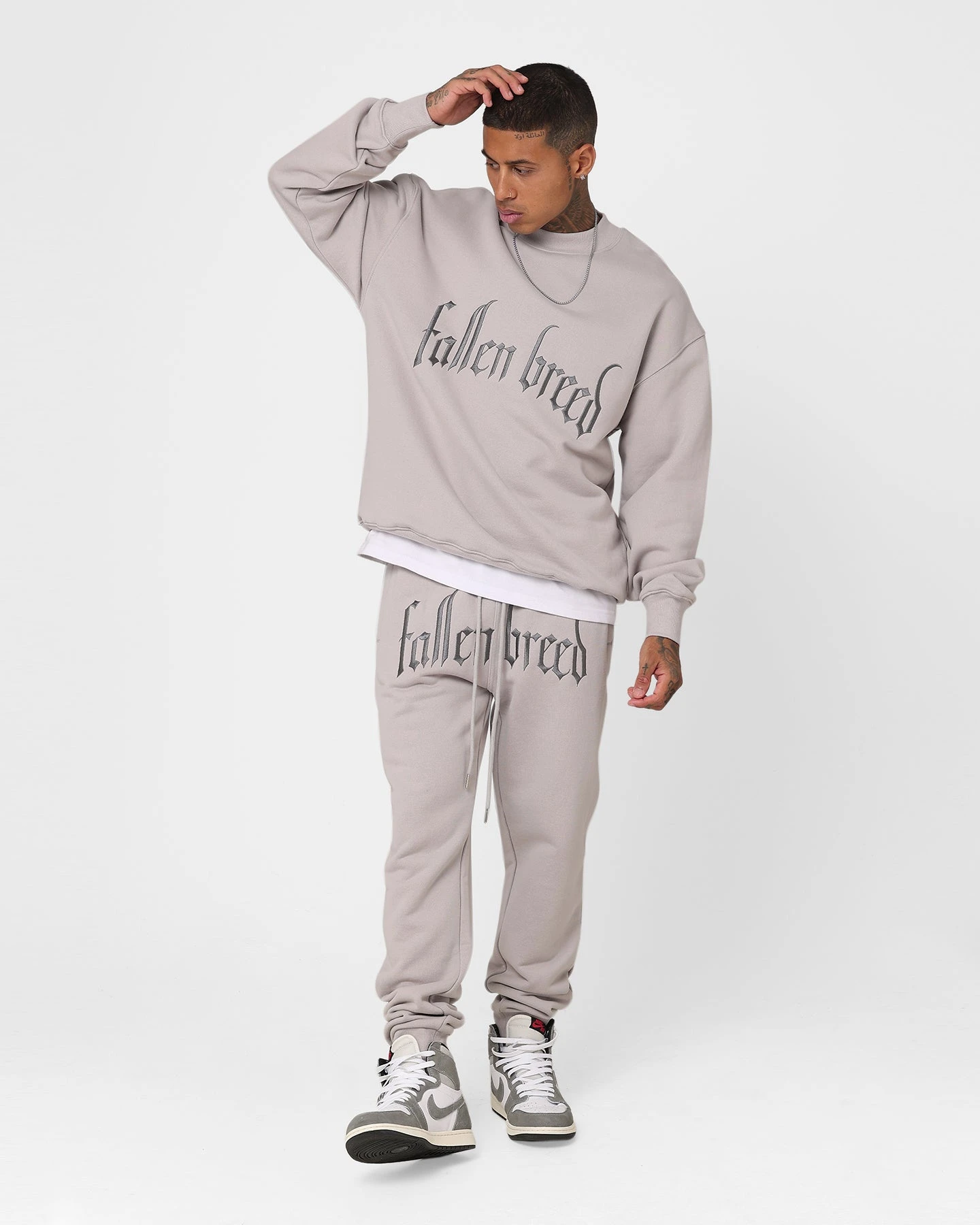 Fallen Breed Logo Crewneck Light Grey - Image 2