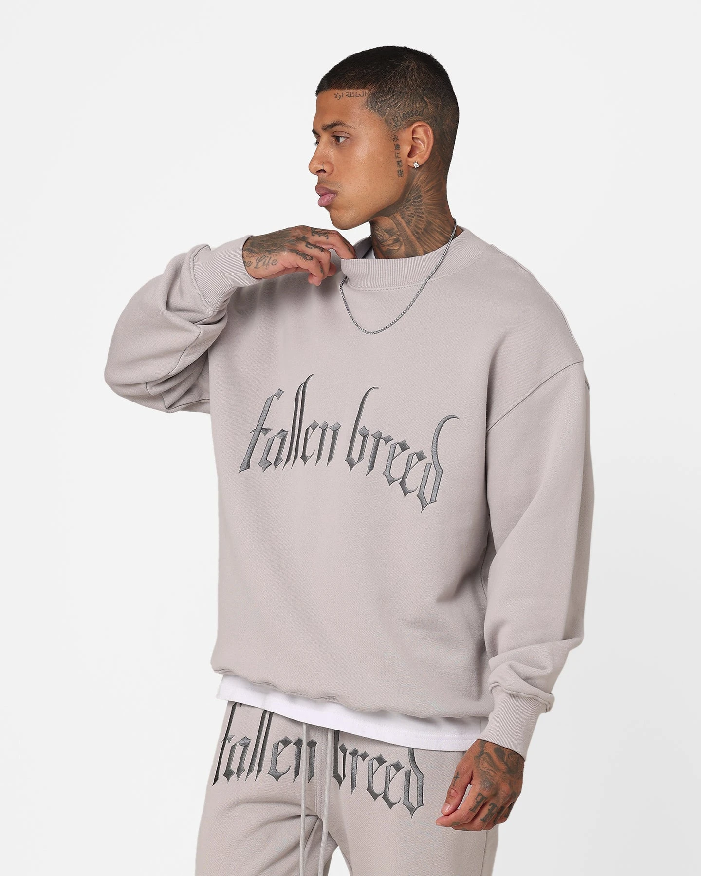 Fallen Breed Logo Crewneck Light Grey - Image 6