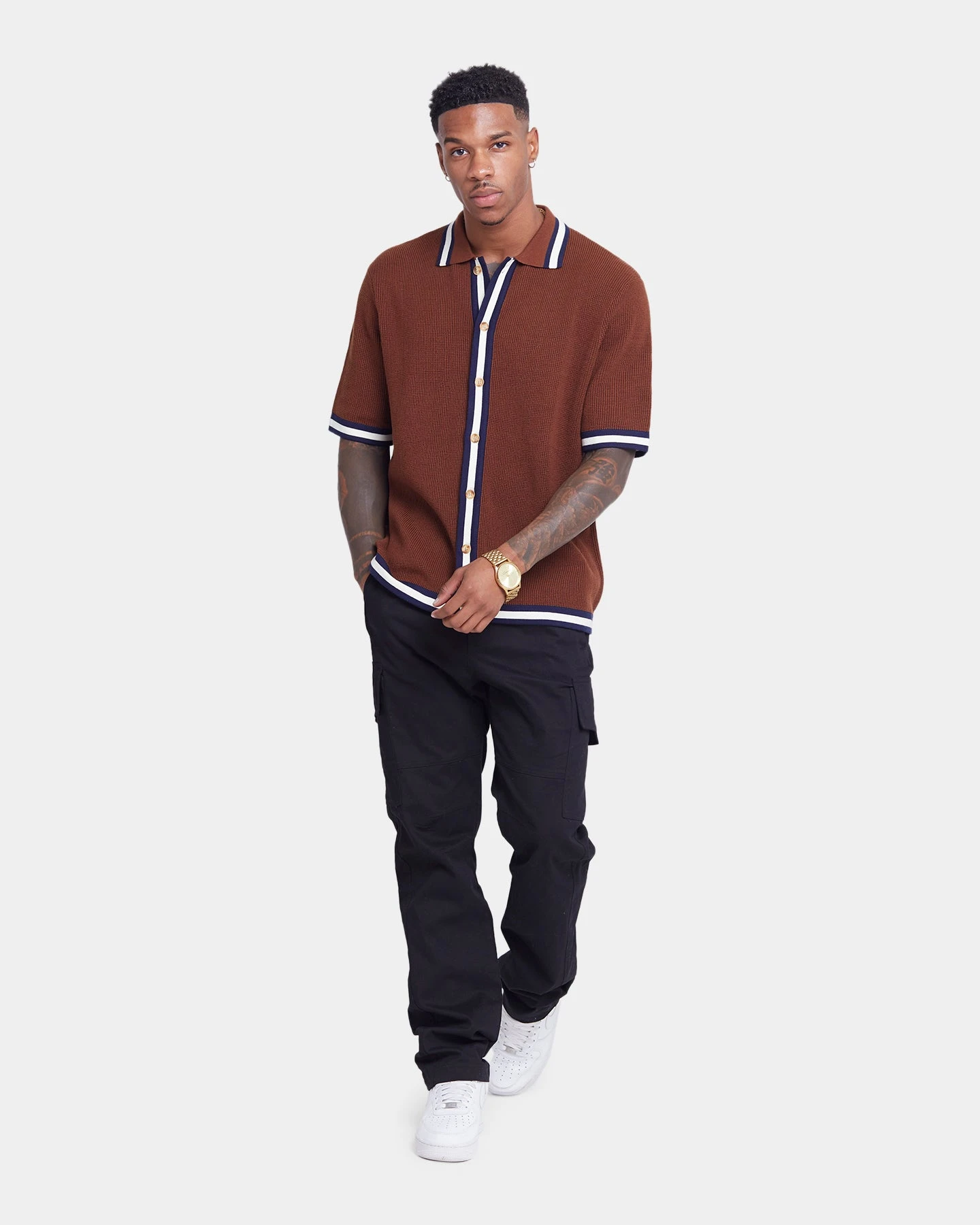 XXIII Diego Button Up Shirt Brown/Navy/White - Image 2