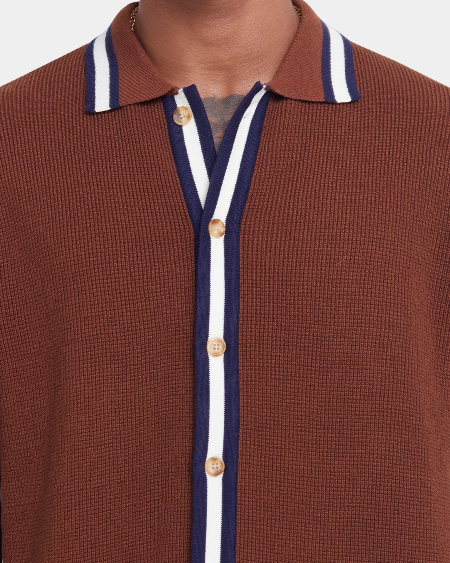 XXIII Diego Button Up Shirt Brown/Navy/White - Image 3