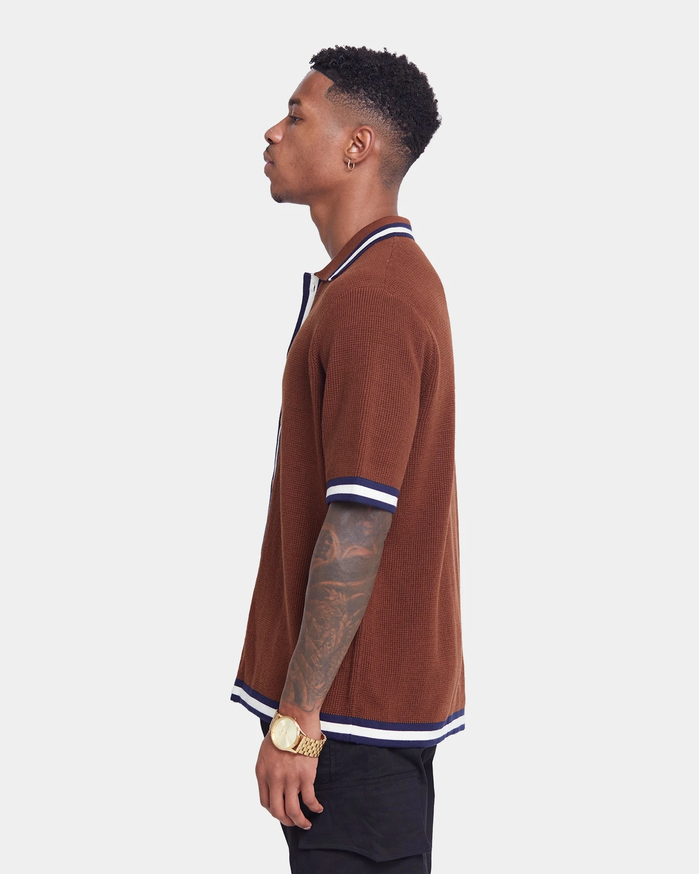 XXIII Diego Button Up Shirt Brown/Navy/White - Image 6