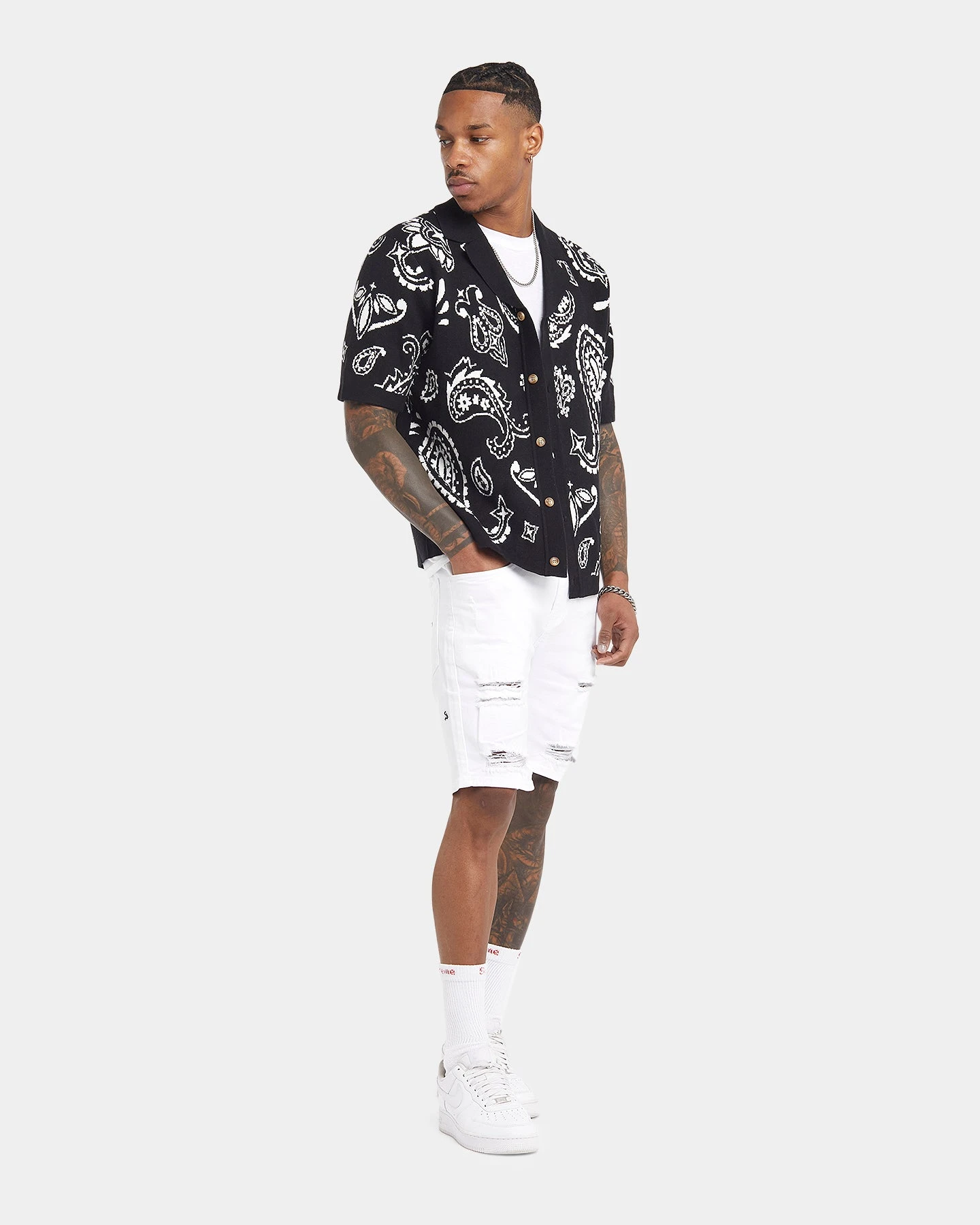 XXIII Ethan Paisley Button Up Shirt Black - Image 2