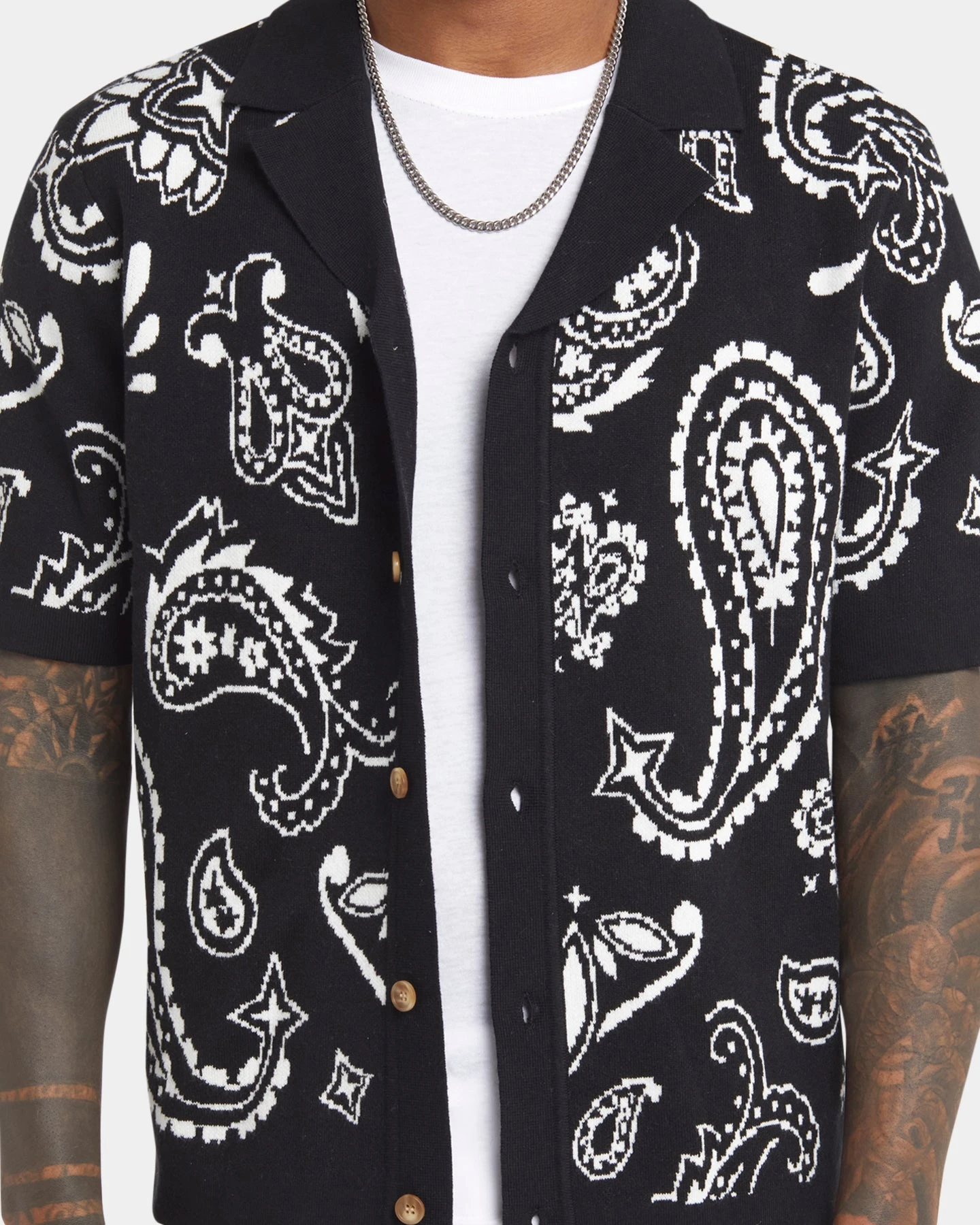 XXIII Ethan Paisley Button Up Shirt Black - Image 3