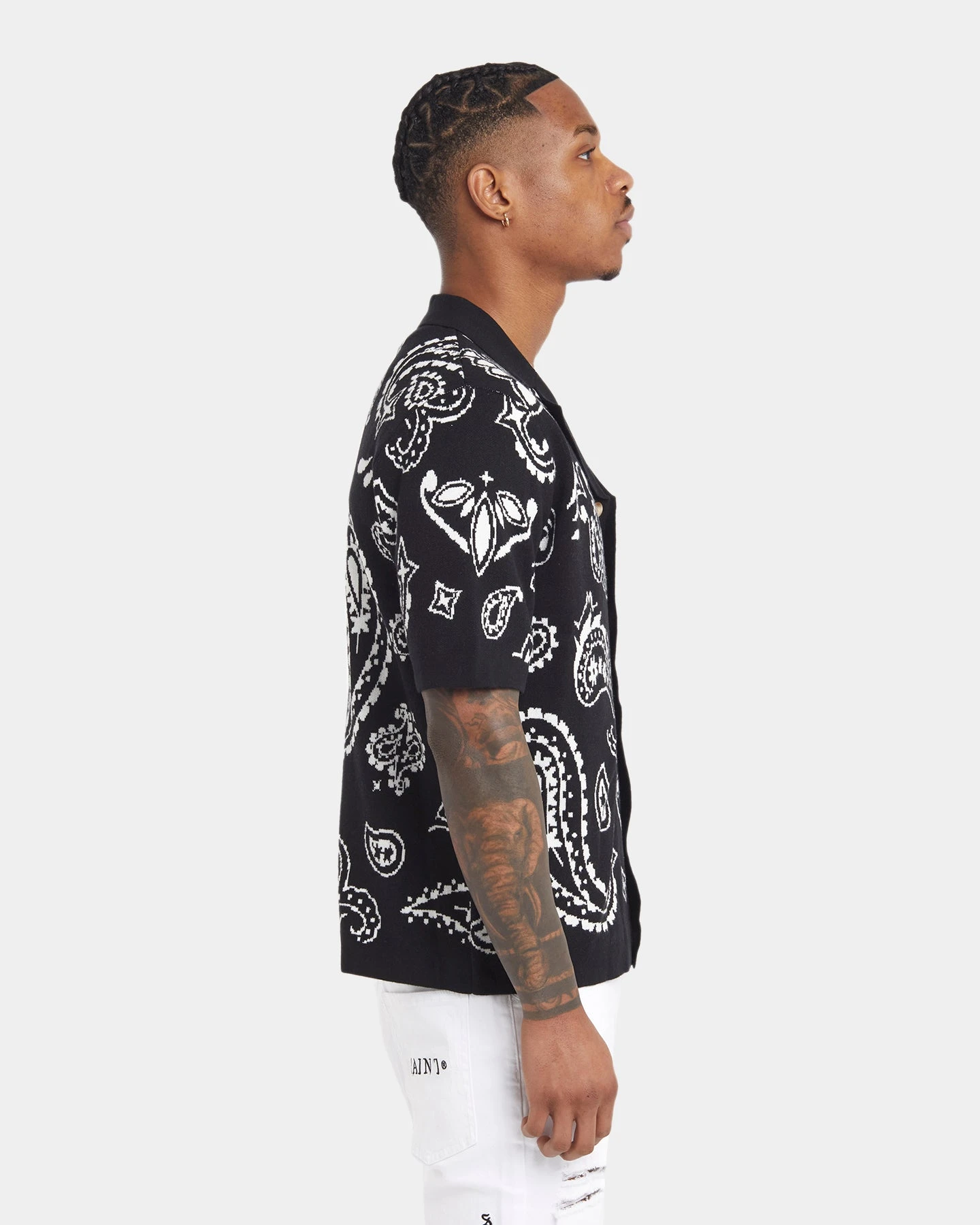 XXIII Ethan Paisley Button Up Shirt Black - Image 5