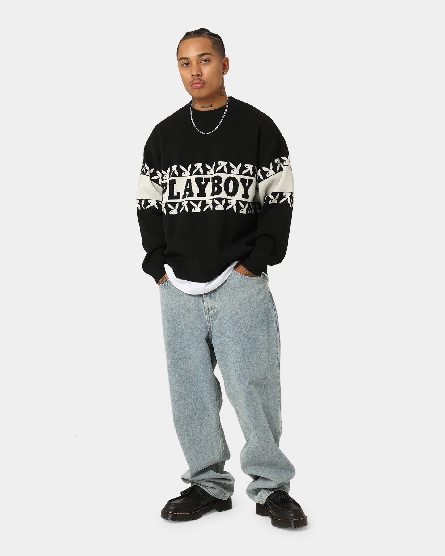 Playboy By CK Cozy Knit Sweater Black/Off White - Image 3
