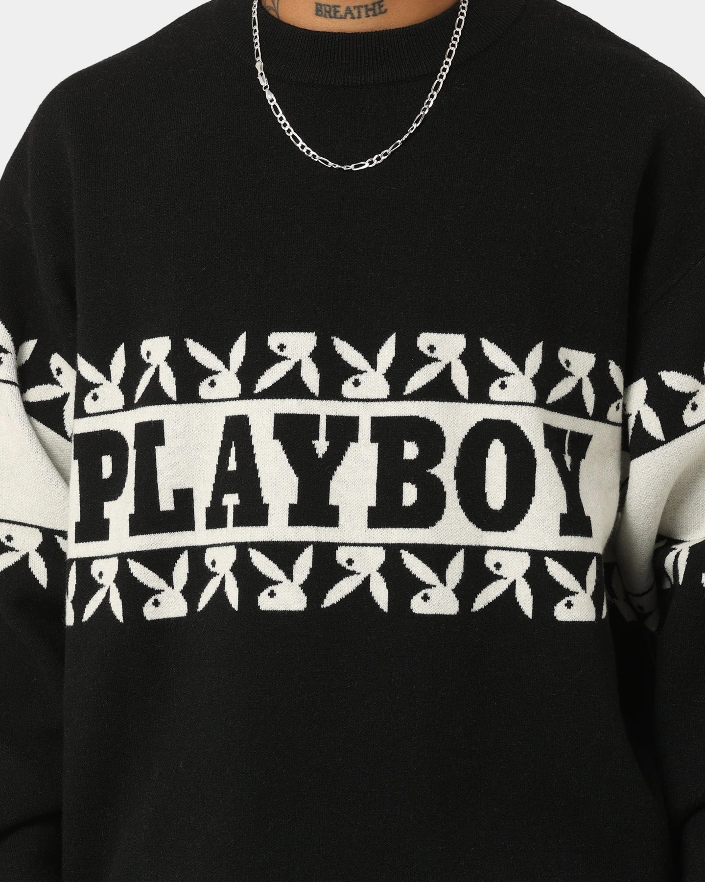 Playboy By CK Cozy Knit Sweater Black/Off White - Image 4