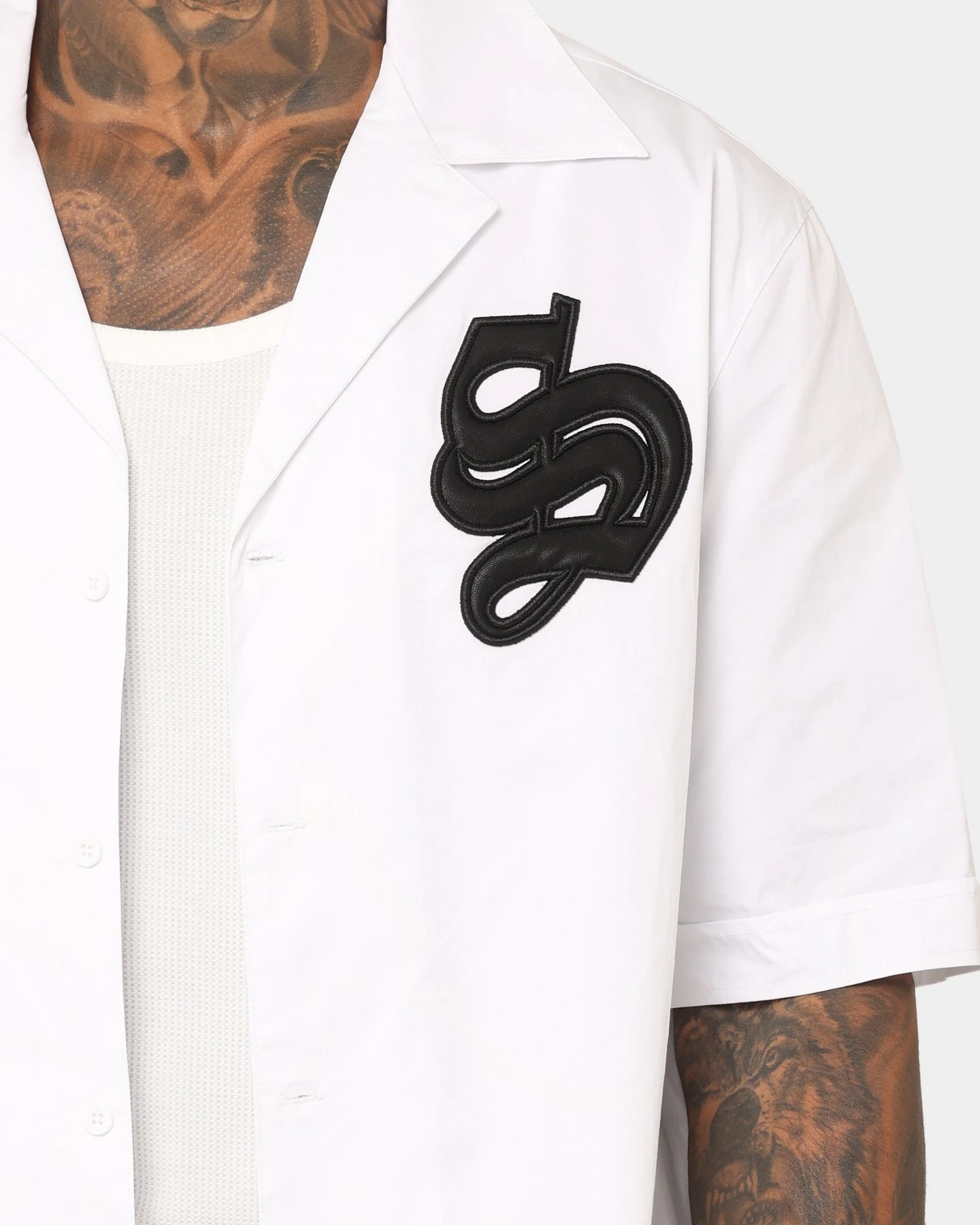 Saint Morta Gothic Bowling Shirt White - Image 4