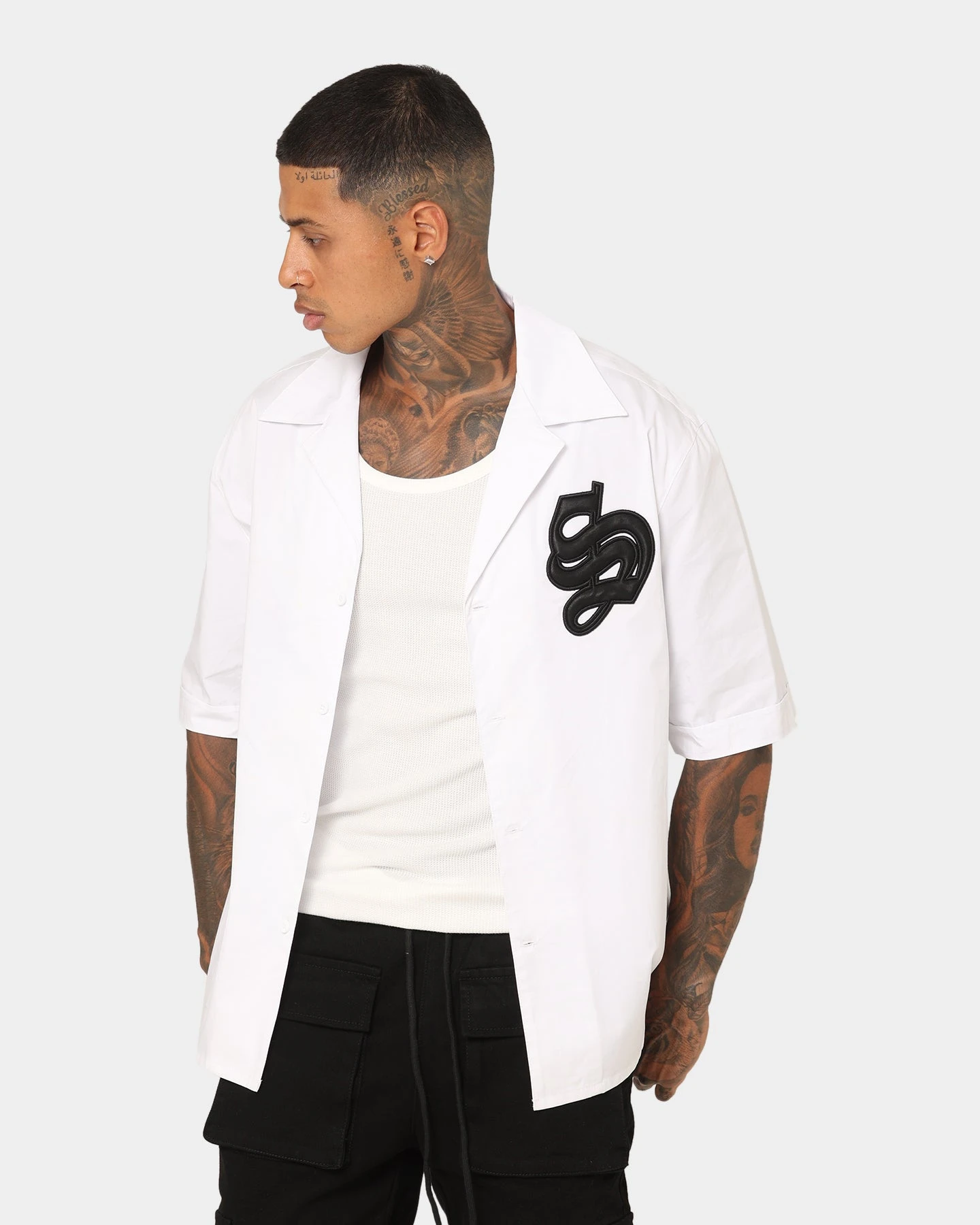 Saint Morta Gothic Bowling Shirt White - Image 7