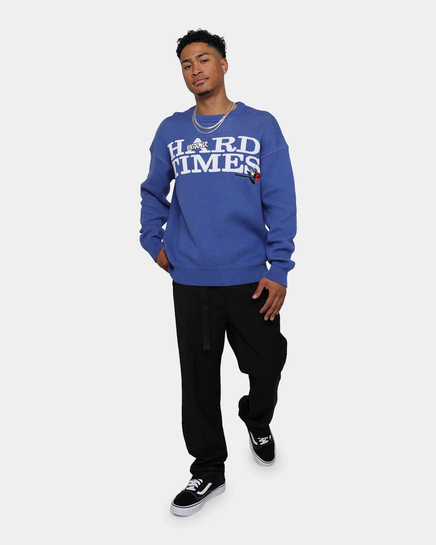 Pas De Mer Hard Times Knit Crewneck Blue - Image 2