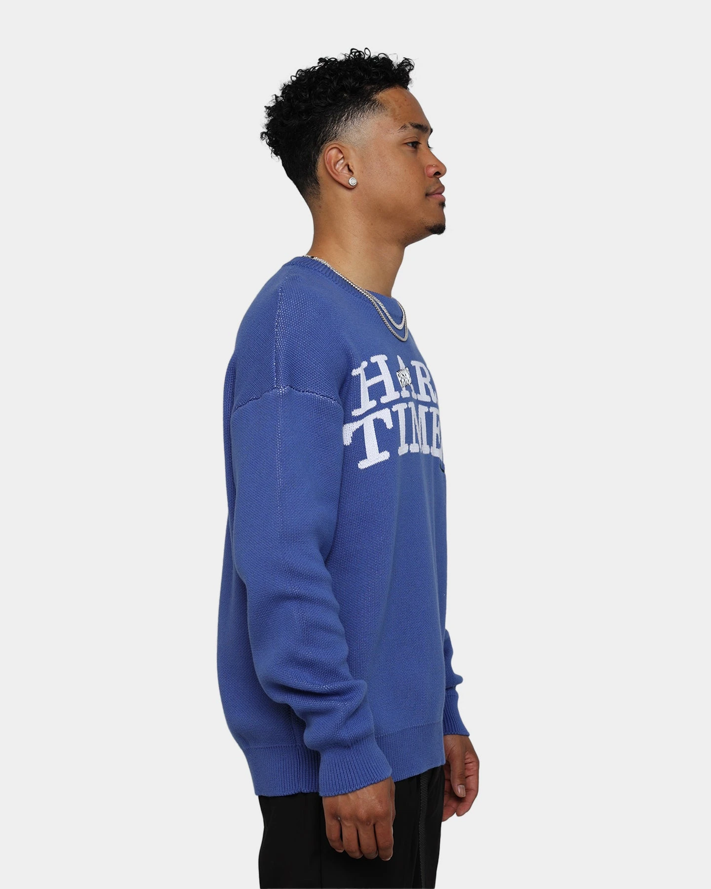 Pas De Mer Hard Times Knit Crewneck Blue - Image 5