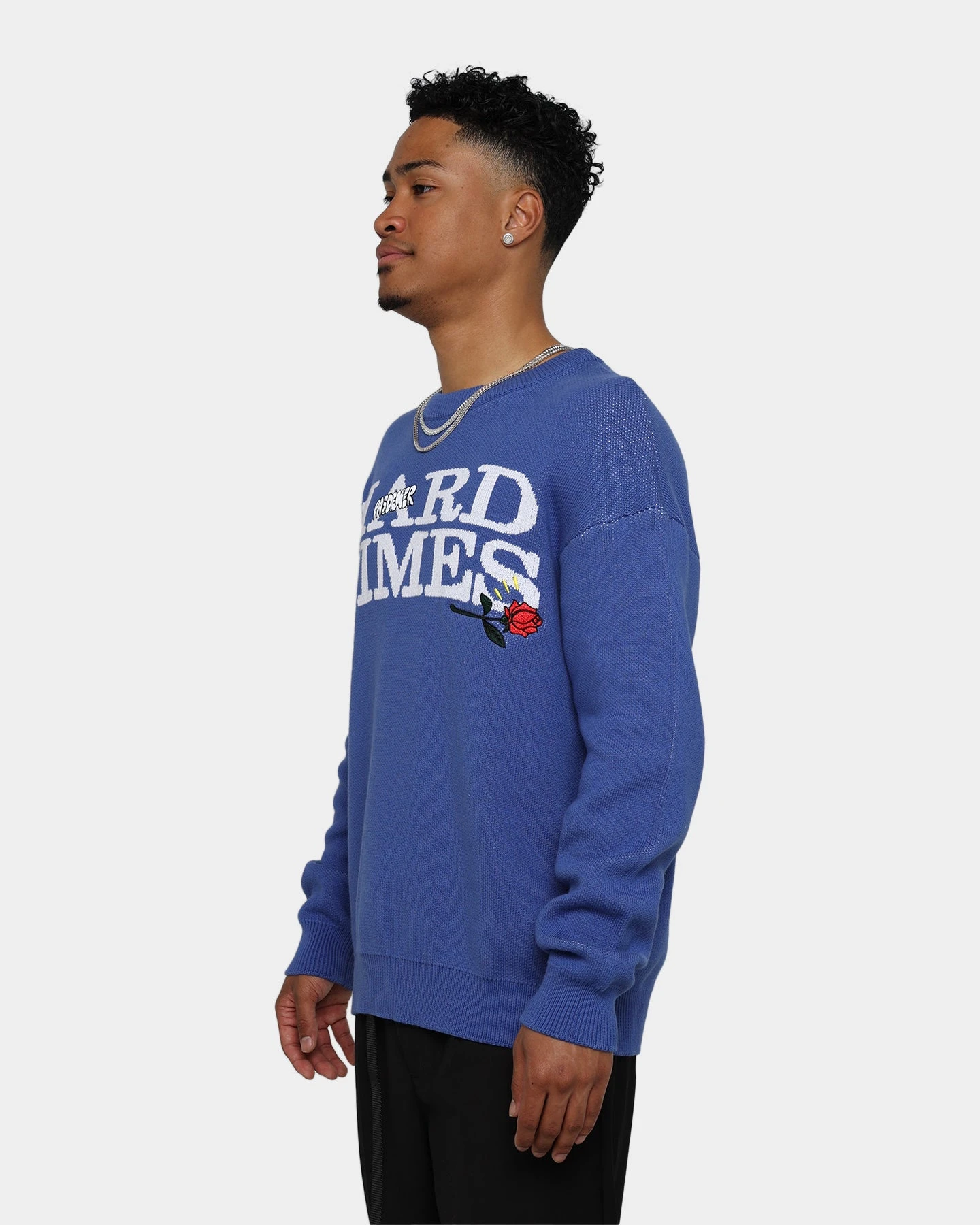 Pas De Mer Hard Times Knit Crewneck Blue - Image 6