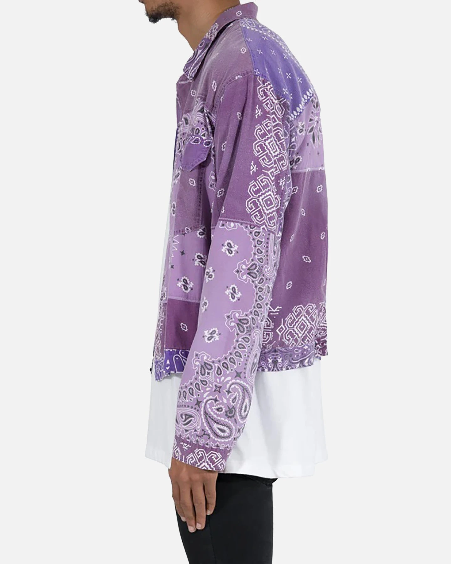 MNML Bandana Trucker Shirt Purple - Image 3