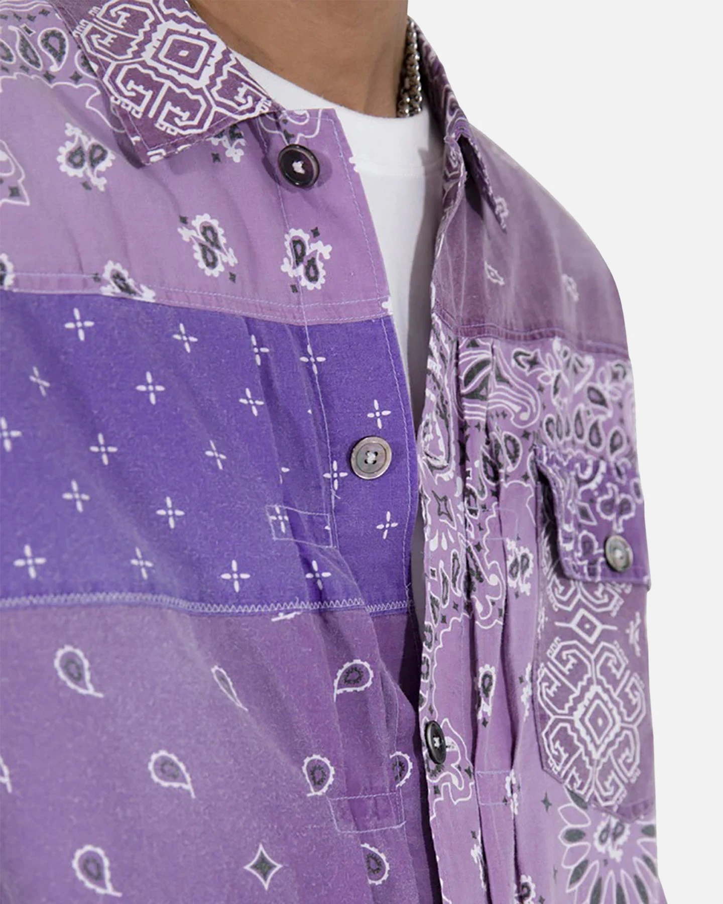 MNML Bandana Trucker Shirt Purple - Image 5
