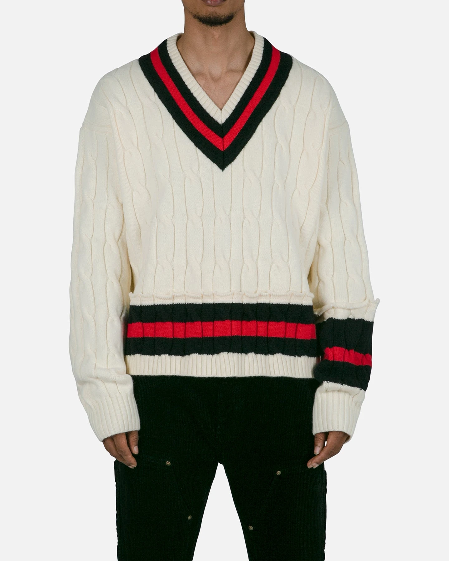 MNML Classic V Neck Sweater Off White