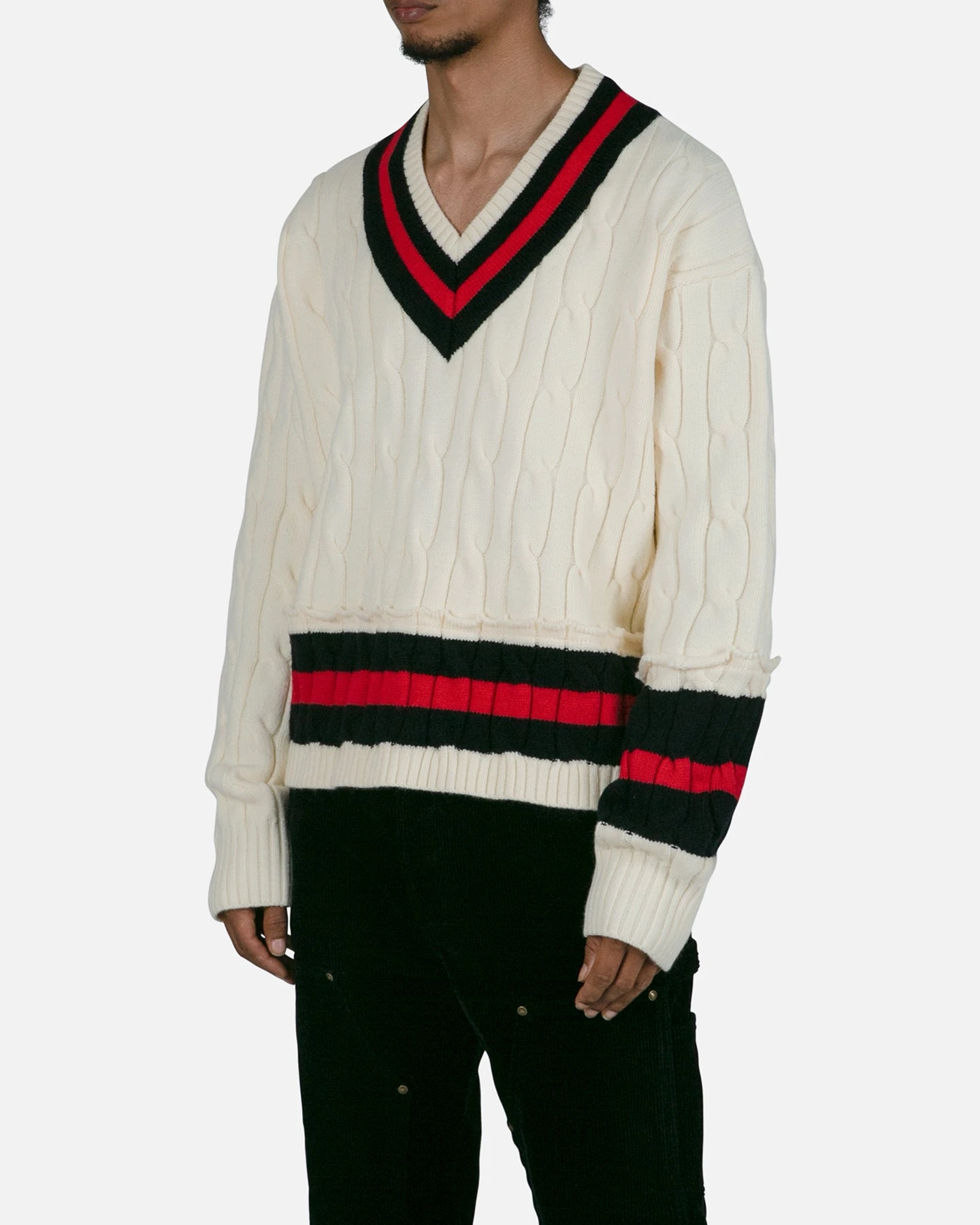 MNML Classic V Neck Sweater Off White - Image 2