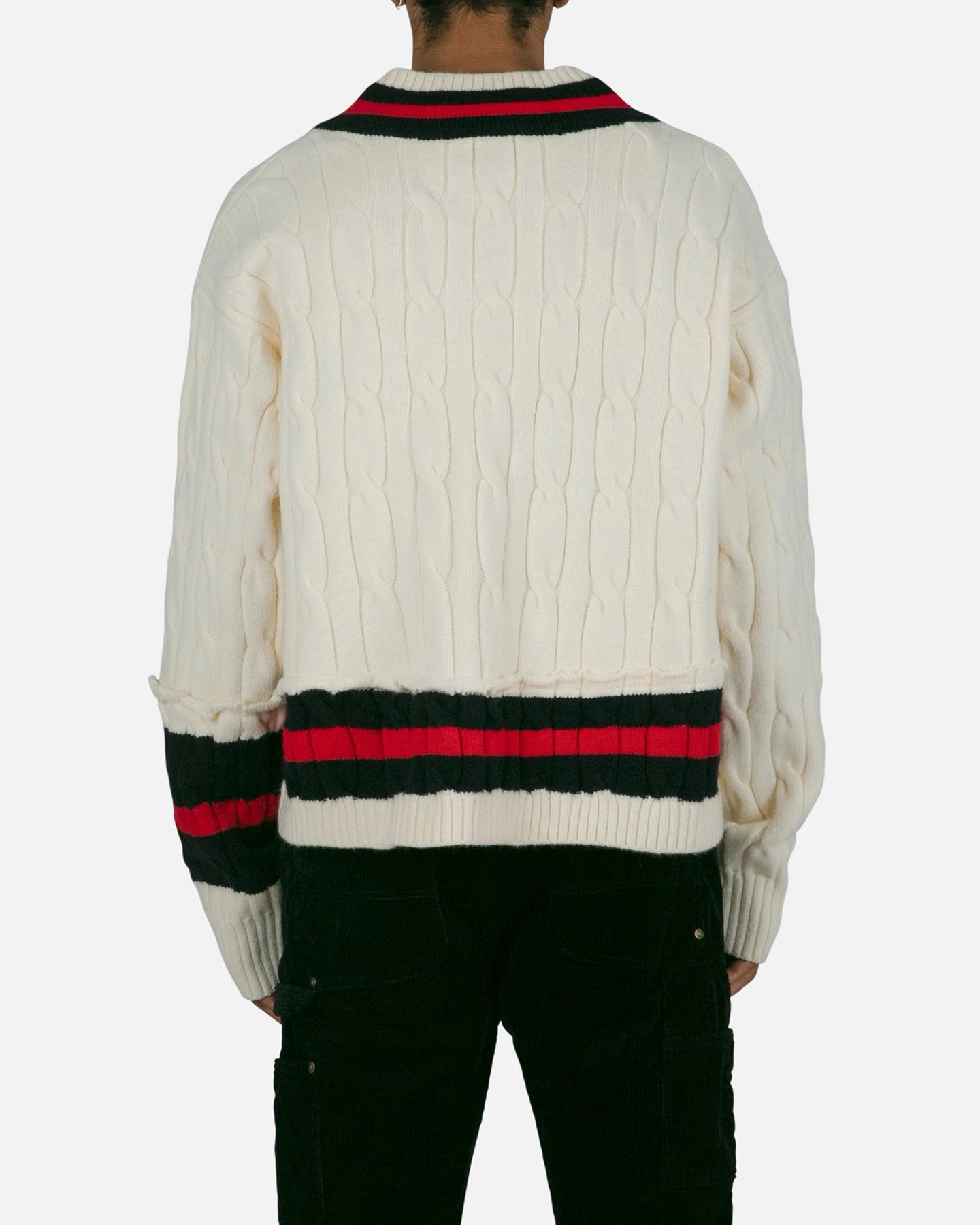 MNML Classic V Neck Sweater Off White - Image 4