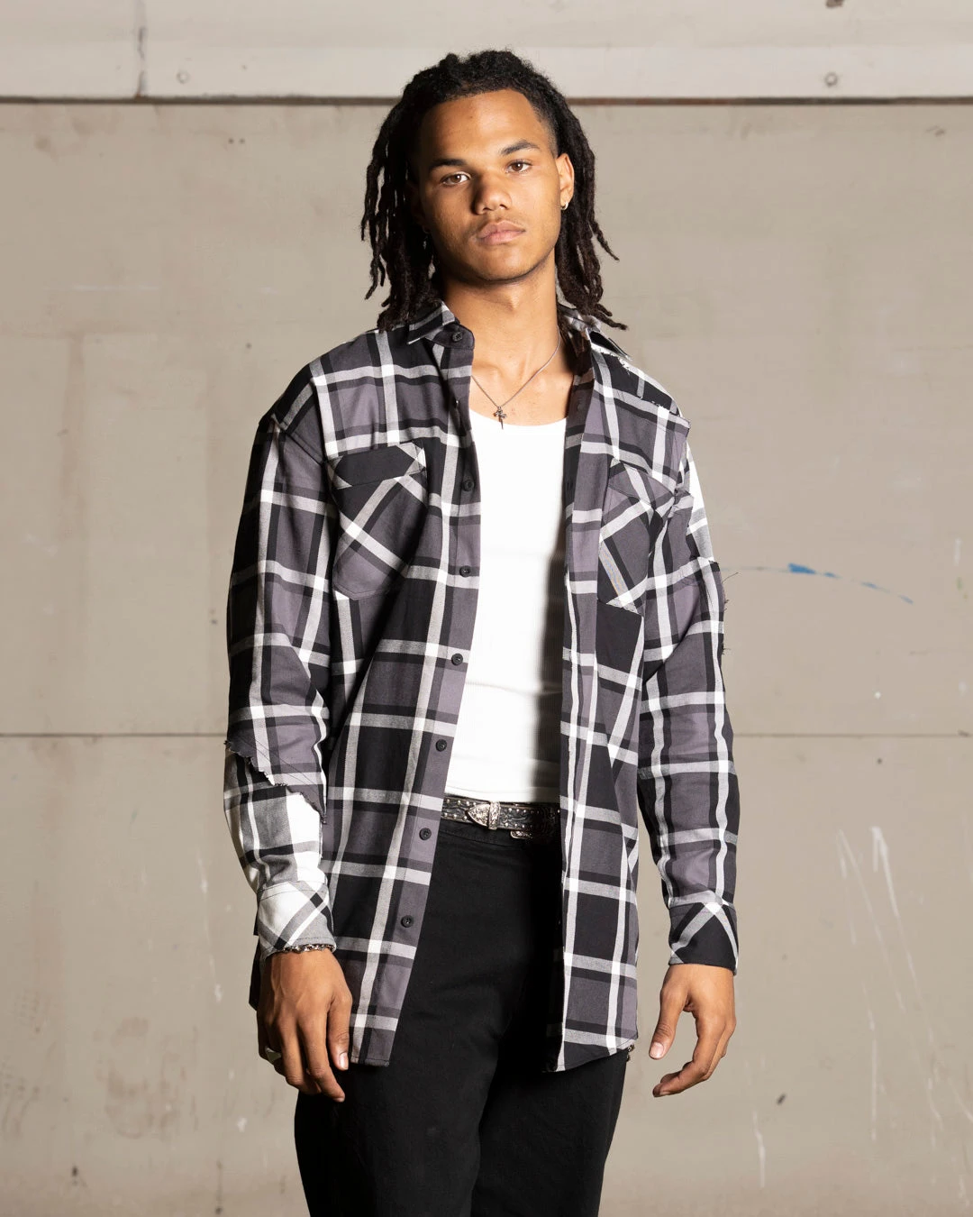Saint Morta Patriot Long Sleeve Flannel Shirt Black/Grey