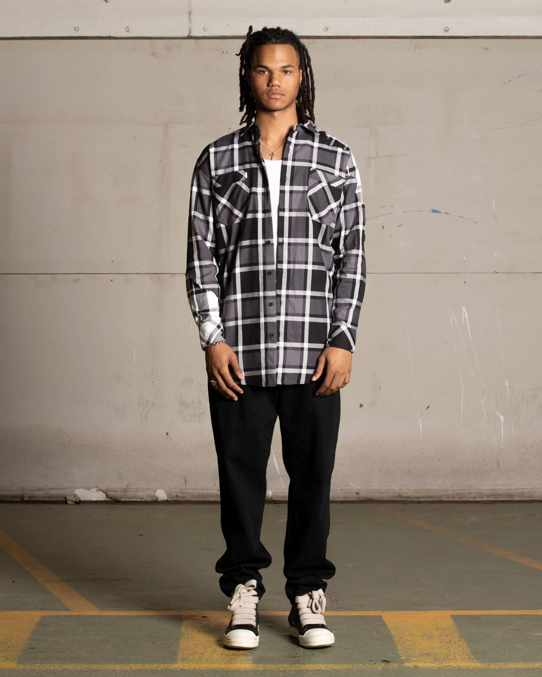Saint Morta Patriot Long Sleeve Flannel Shirt Black/Grey - Image 2