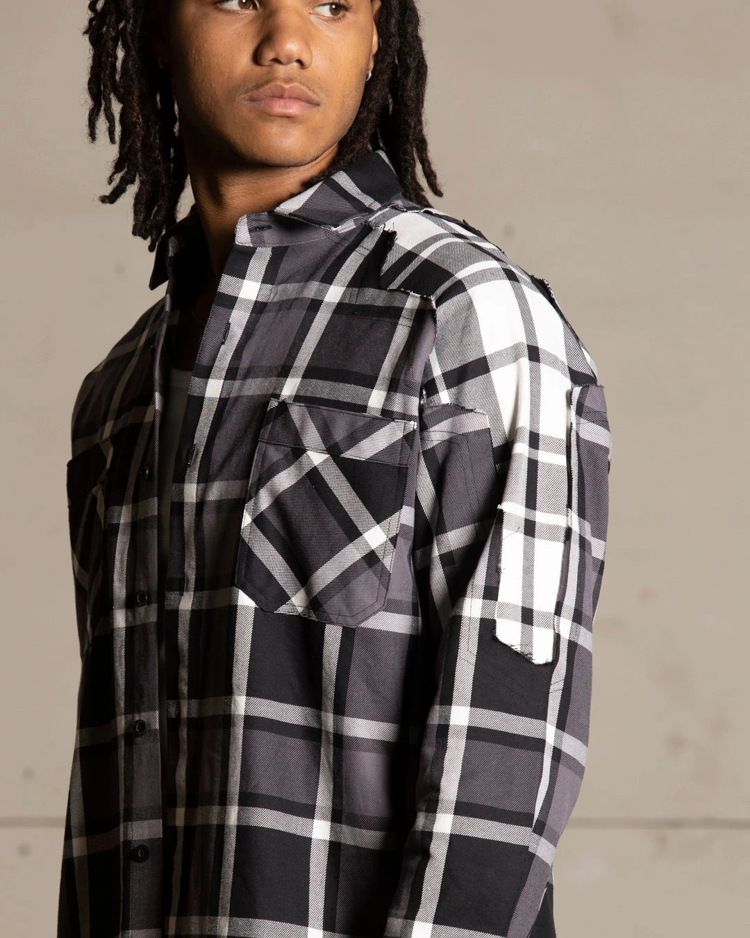 Saint Morta Patriot Long Sleeve Flannel Shirt Black/Grey - Image 11