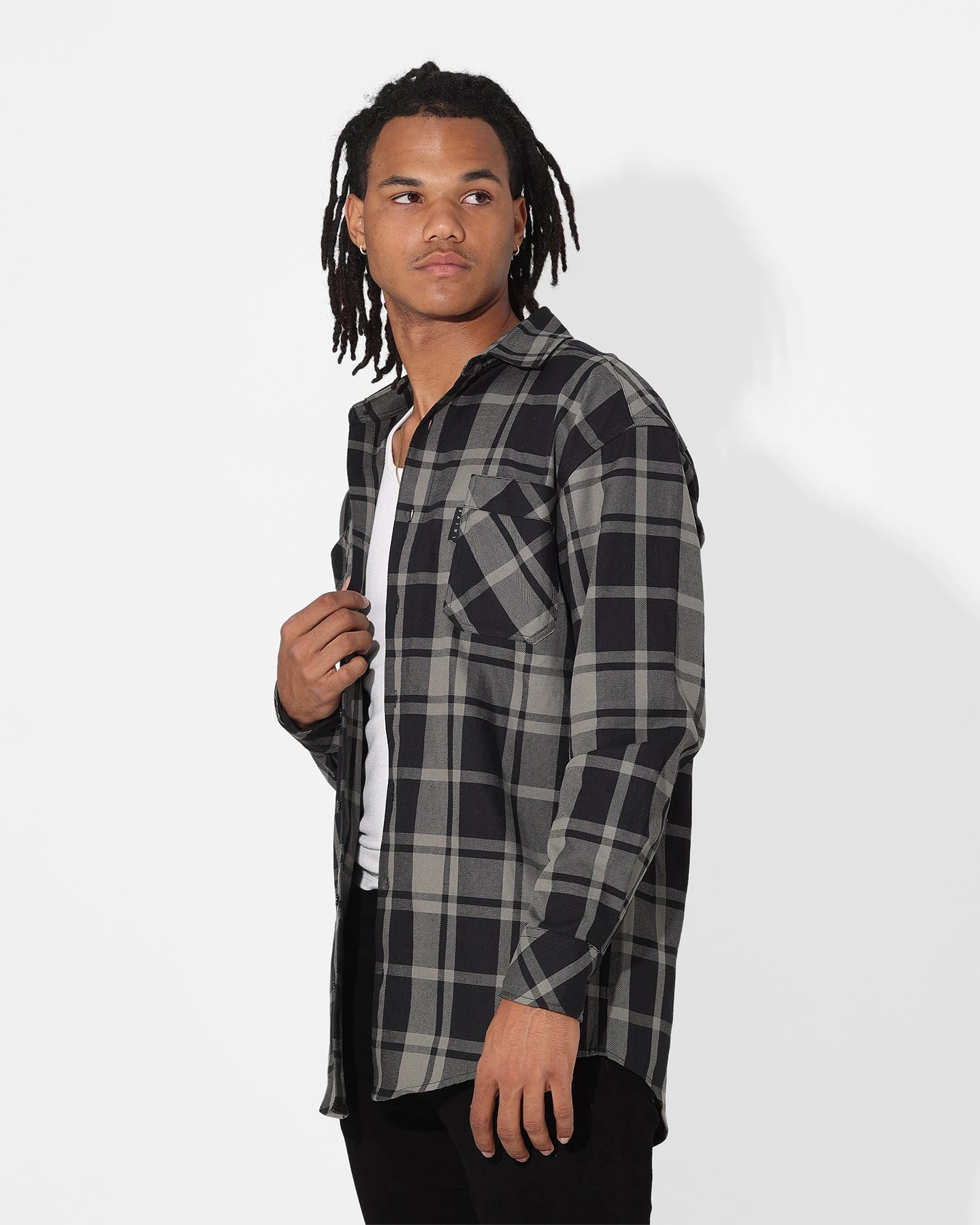 Saint Morta Mulberry Long Sleeve Flannel Shirt Khaki Green - Image 6