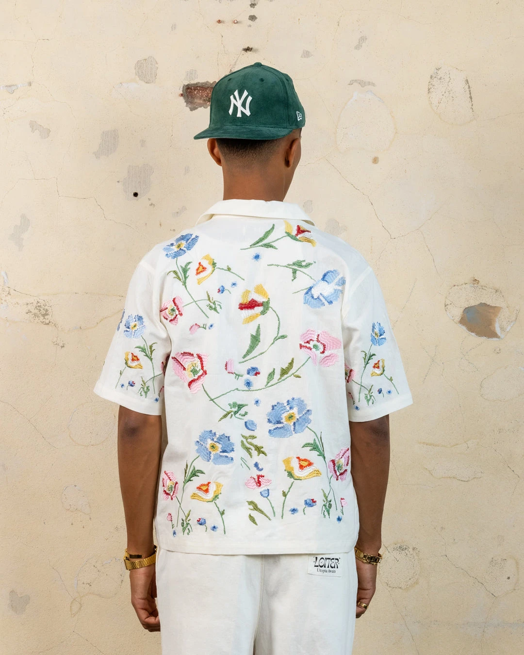 404 Midsommar Embroidered Button Up T-Shirt Ecru - Image 4