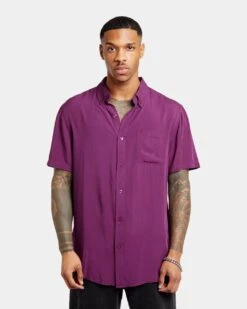 XXIII Marko Button Up Shirt Eggplant