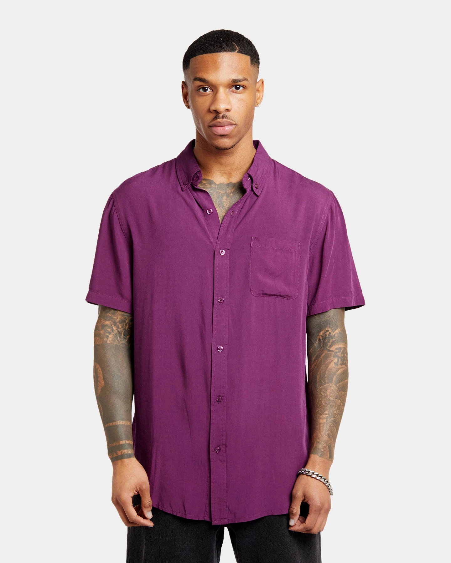 XXIII Marko Button Up Shirt Eggplant