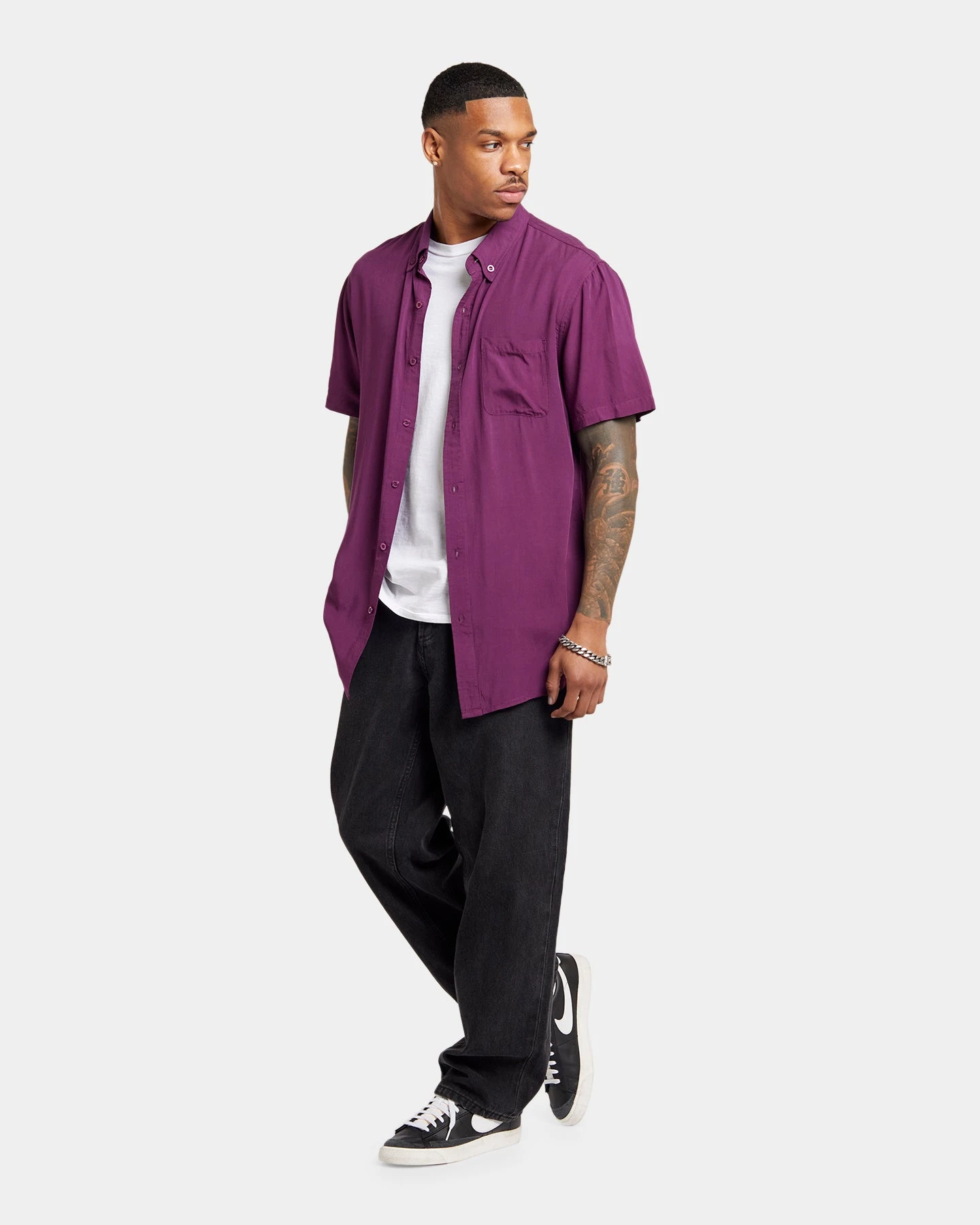 XXIII Marko Button Up Shirt Eggplant - Image 2