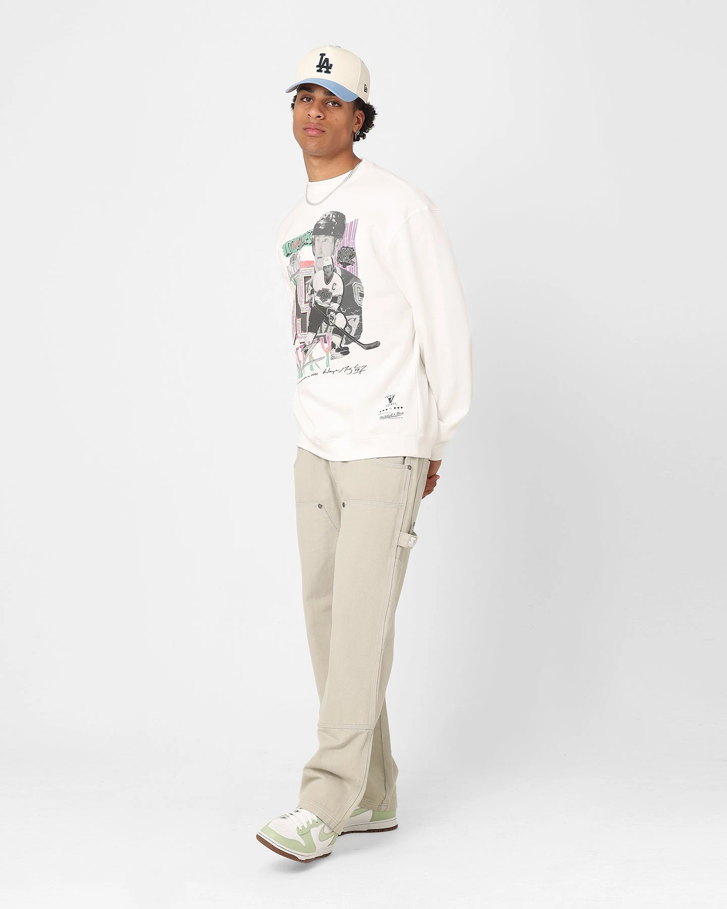 Mitchell & Ness Los Angeles Kings Wayne Gretzky Electric Crewneck Vintage White - Image 2