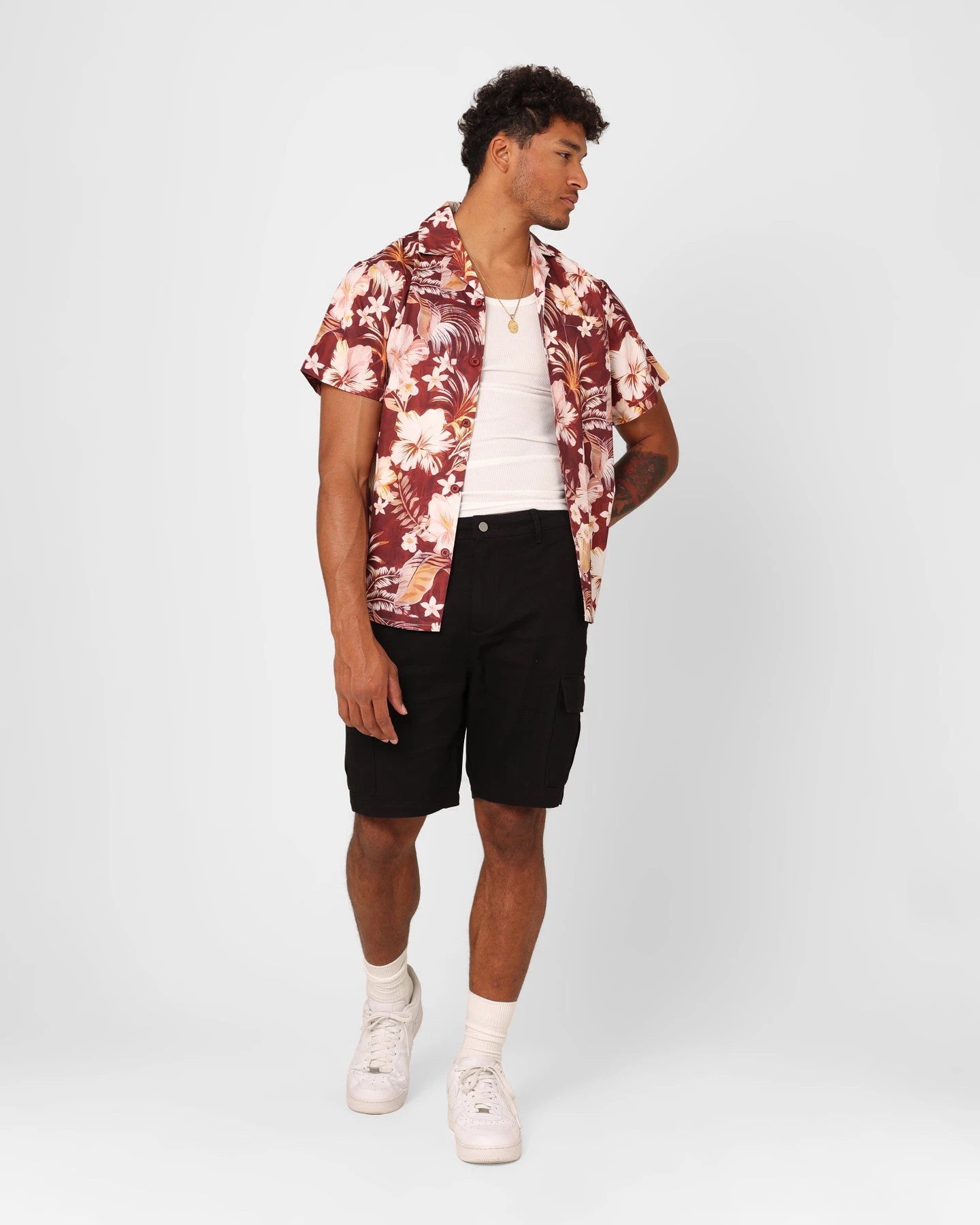 XXIII Jens Satin Button Up Shirt Maroon - Image 2