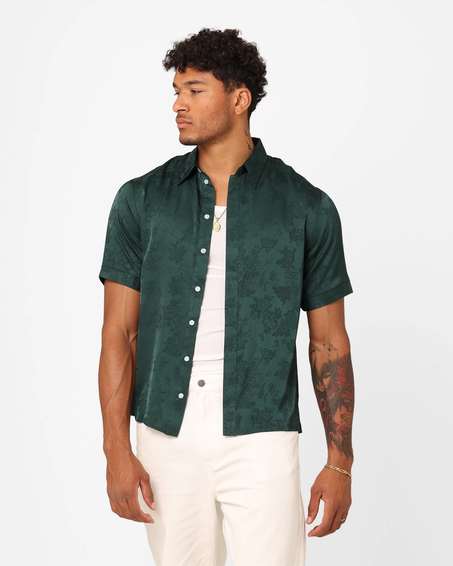 XXIII Perry Satin Button Up Shirt Green