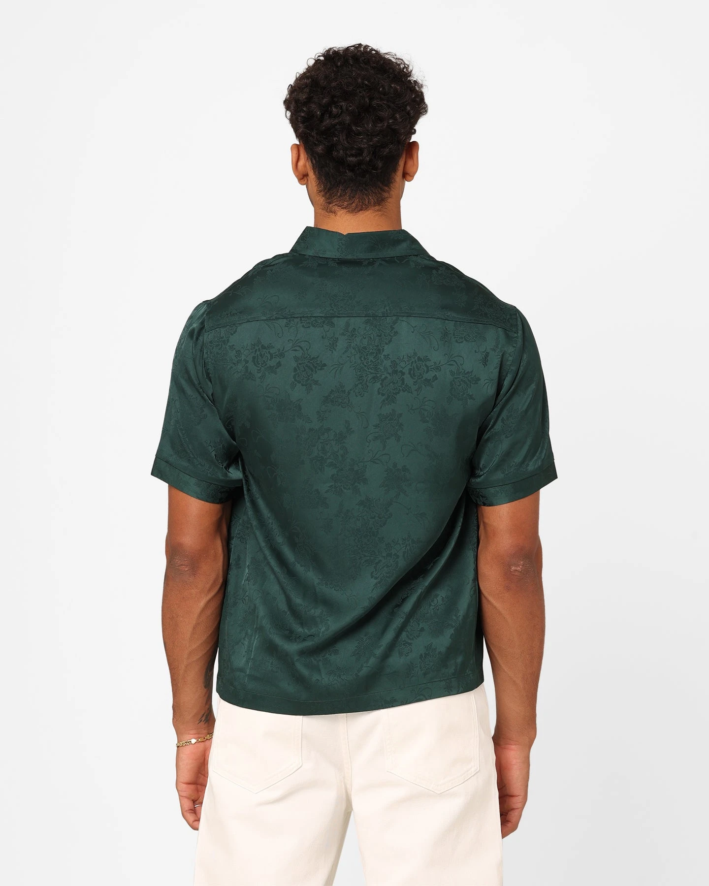 XXIII Perry Satin Button Up Shirt Green - Image 5