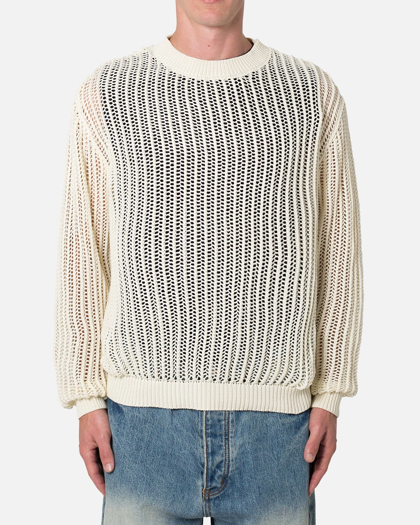 MNML Mesh Knit Sweater Cream