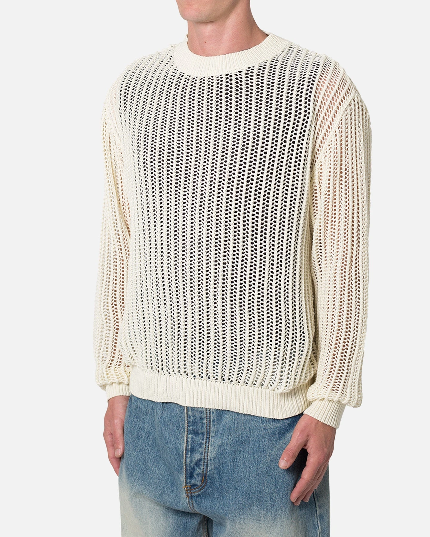 MNML Mesh Knit Sweater Cream - Image 2