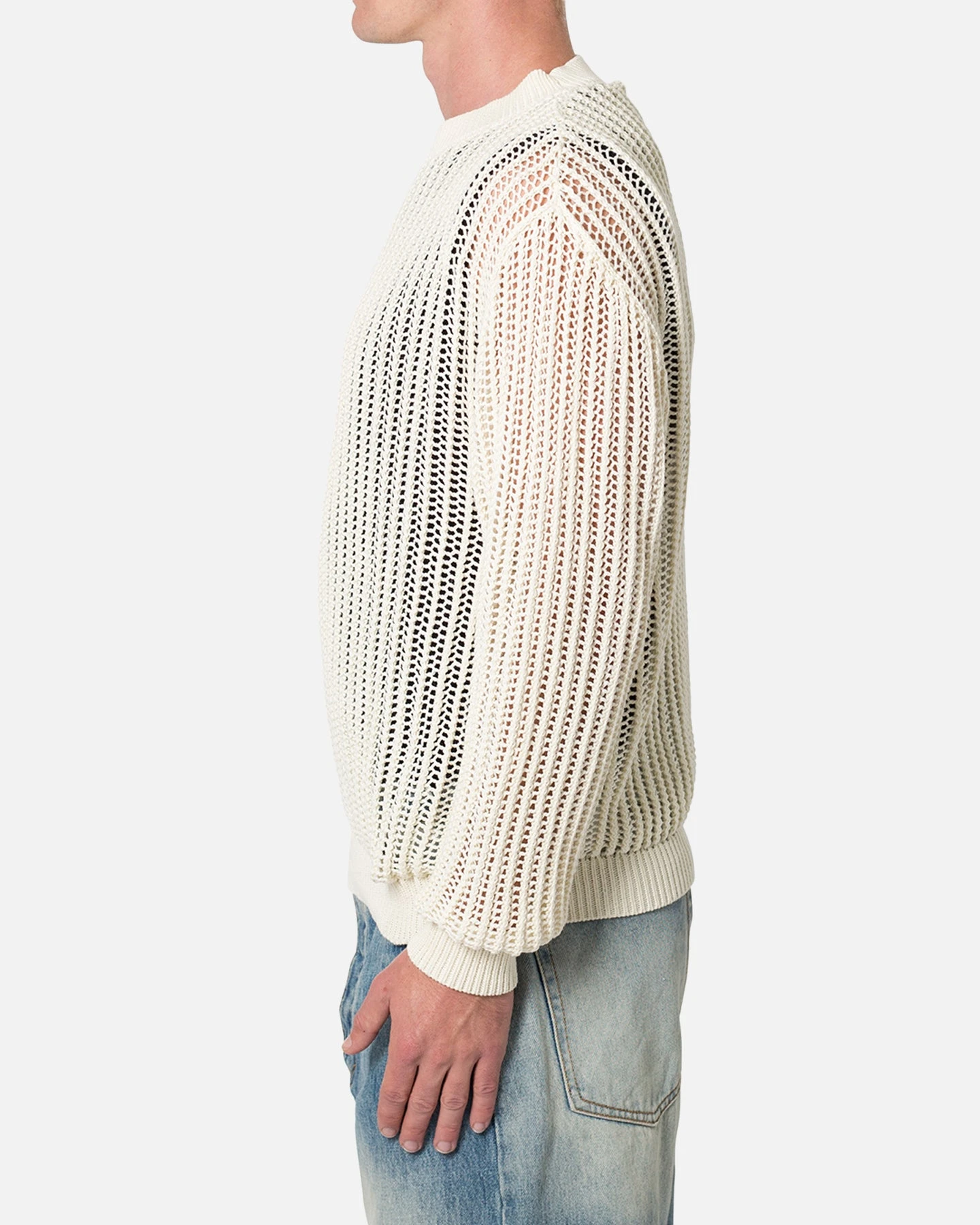 MNML Mesh Knit Sweater Cream - Image 3