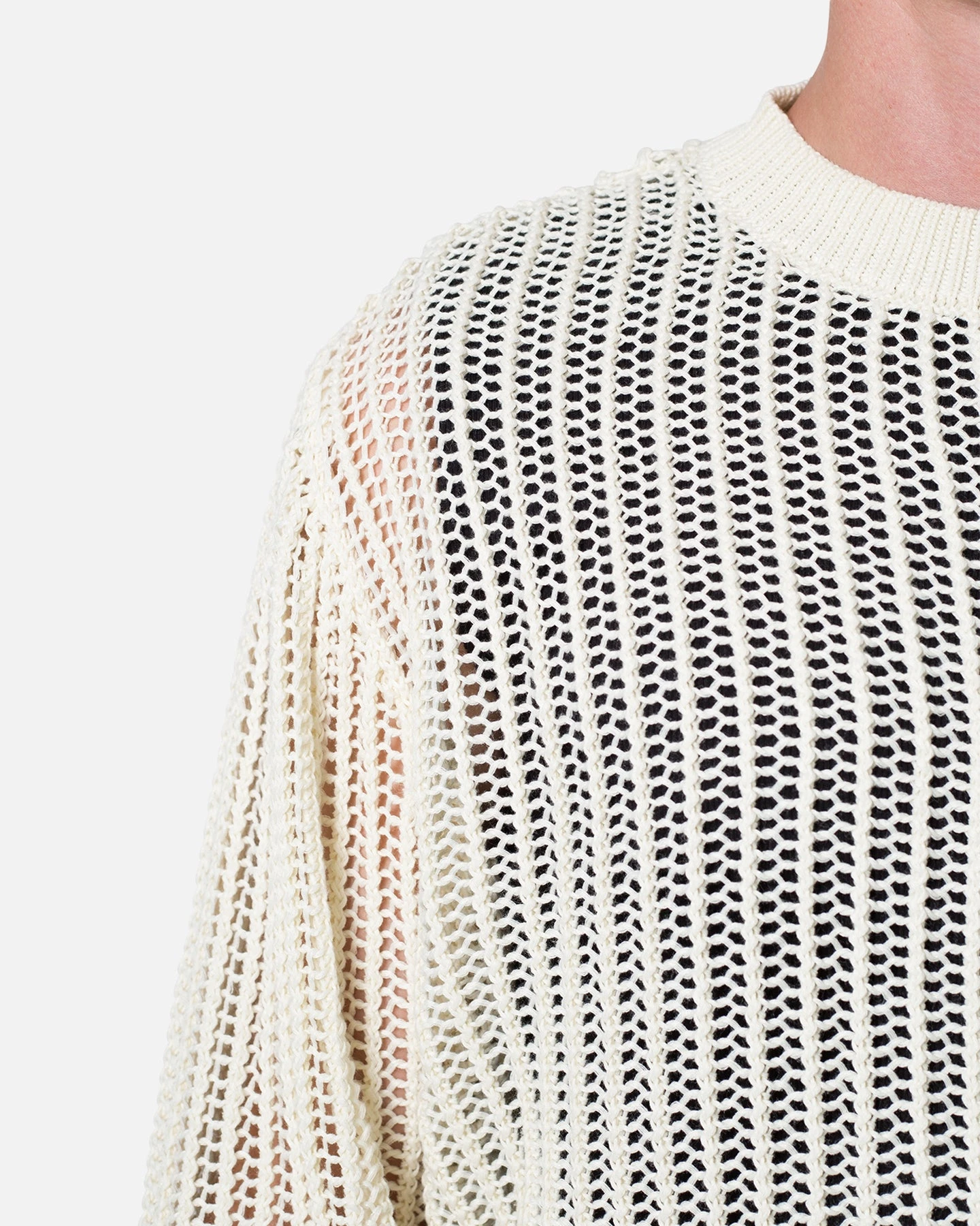 MNML Mesh Knit Sweater Cream - Image 5