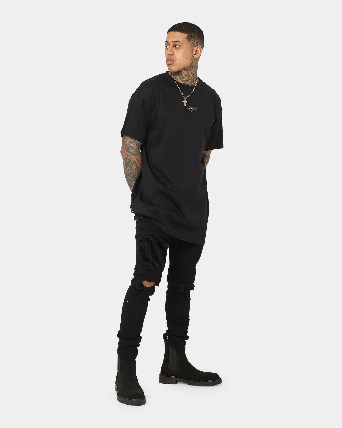 Saint Morta Index Distressed Biker Jeans Black - Image 2